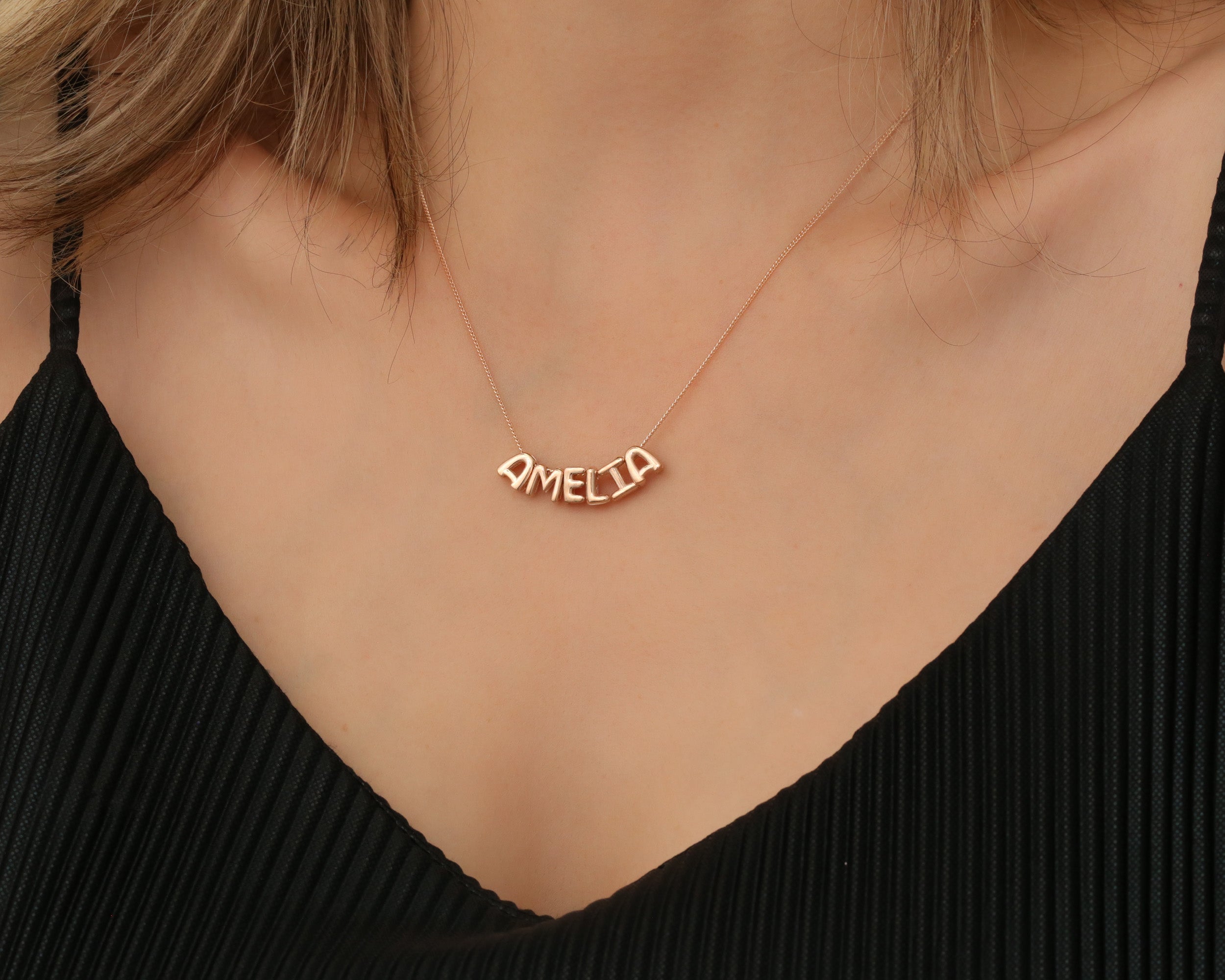 Custom Balloon Letter Name Necklace