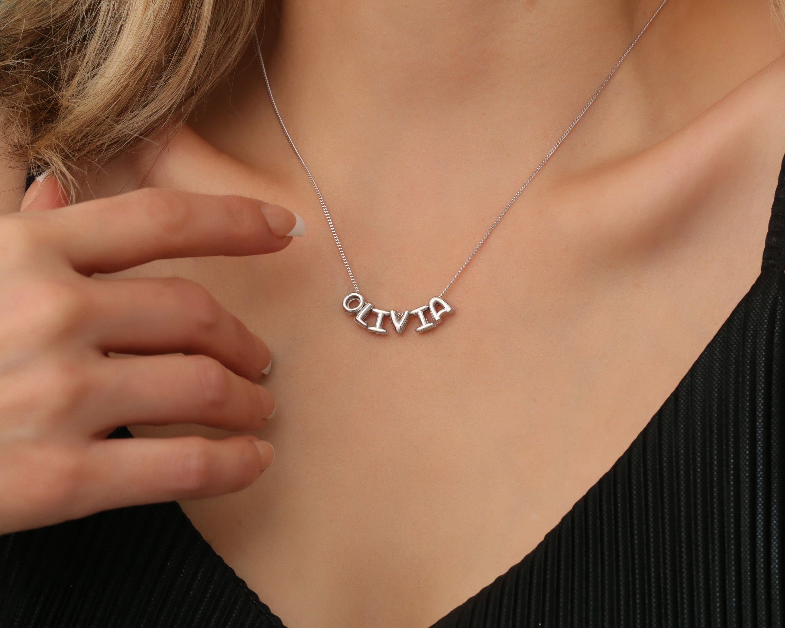 Custom Balloon Letter Name Necklace
