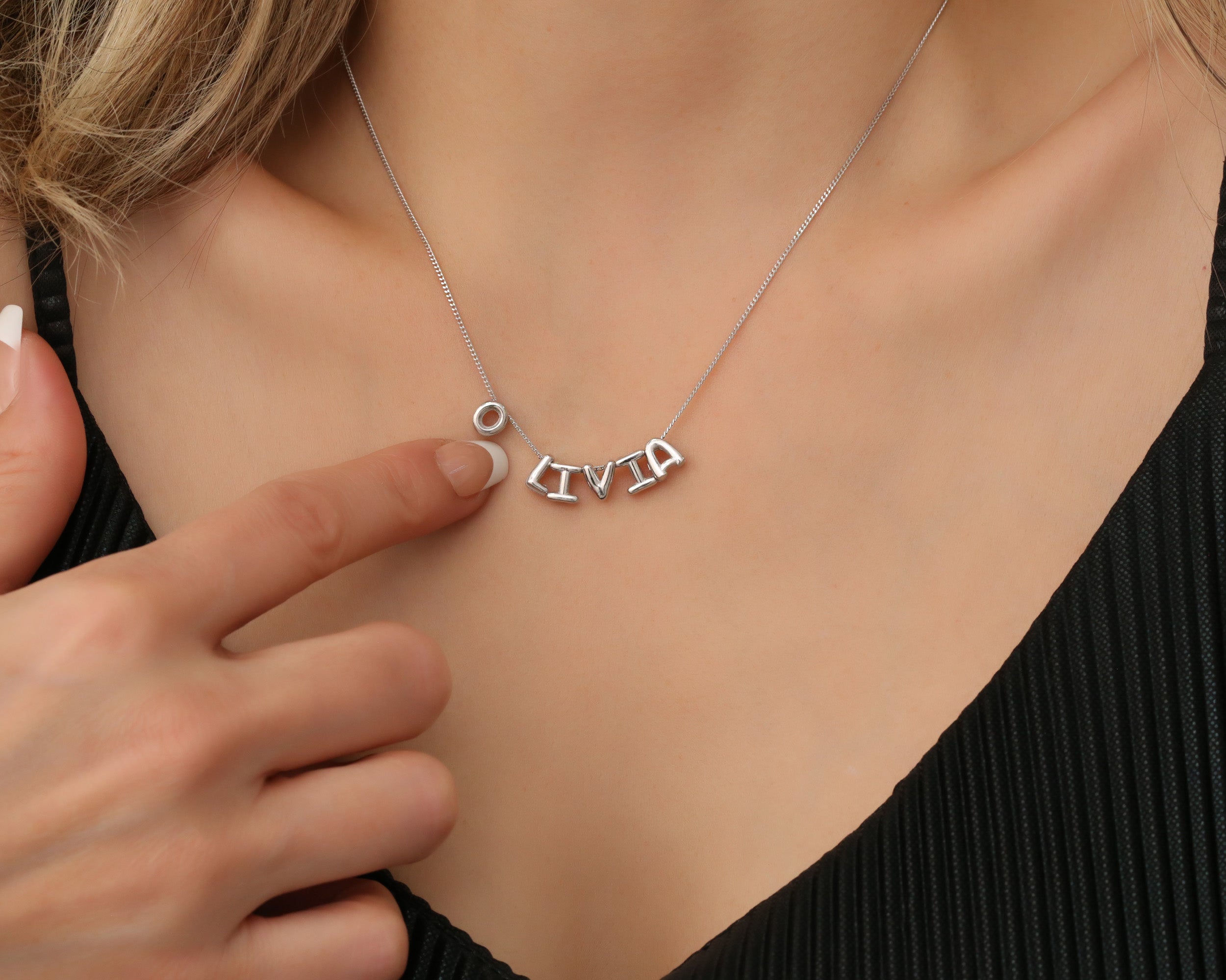 Custom Balloon Letter Name Necklace