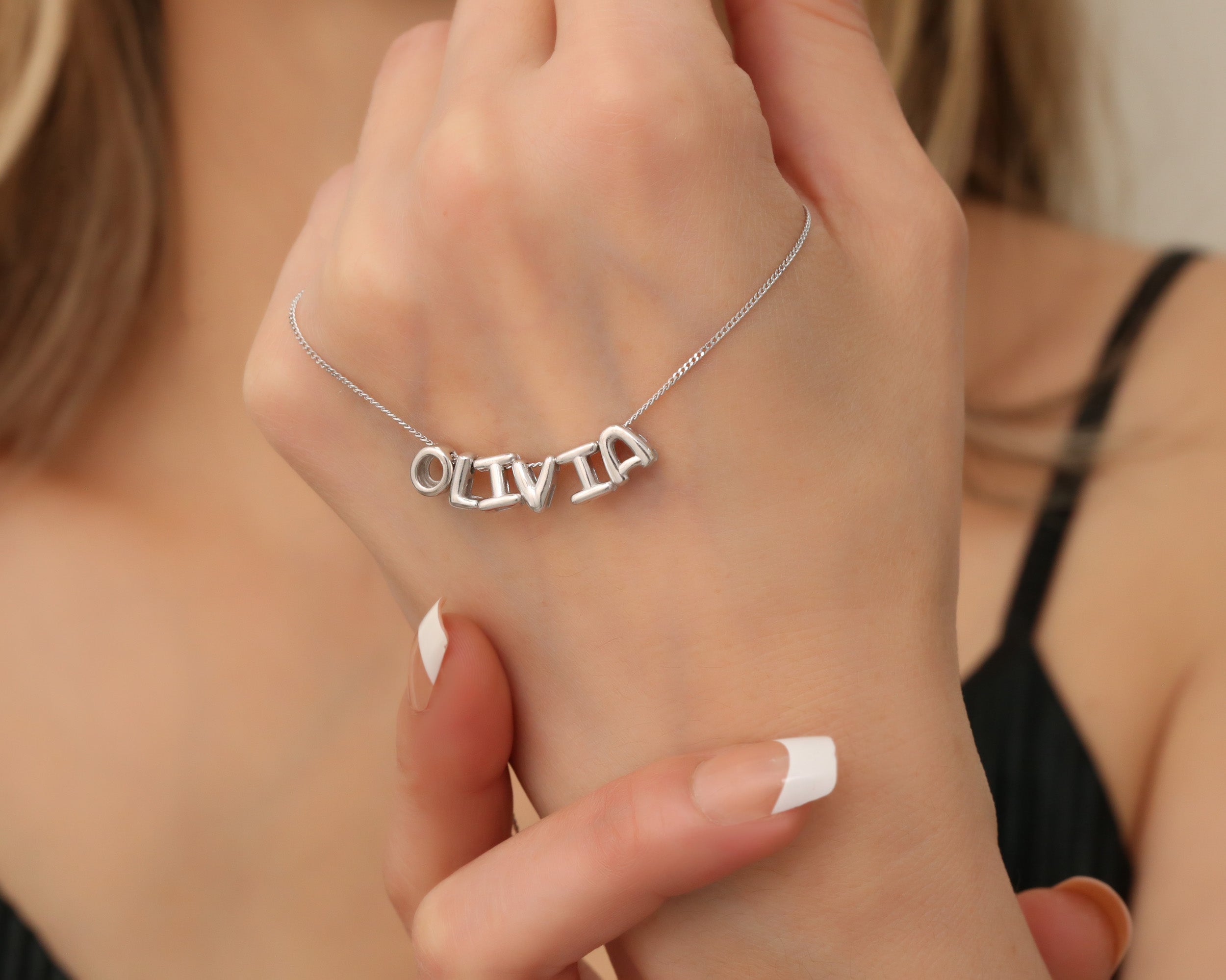 Custom Balloon Letter Name Necklace