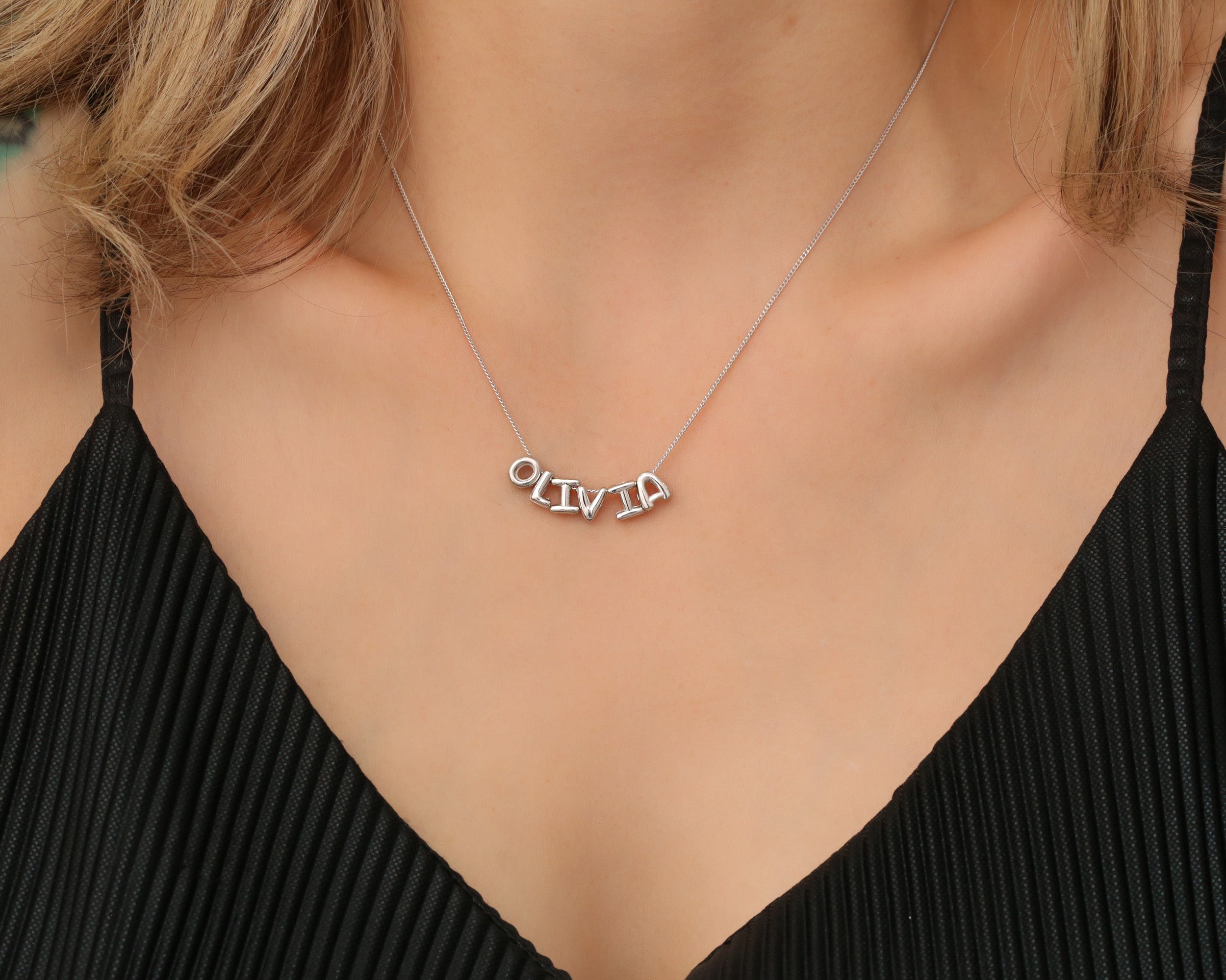 Custom Balloon Letter Name Necklace