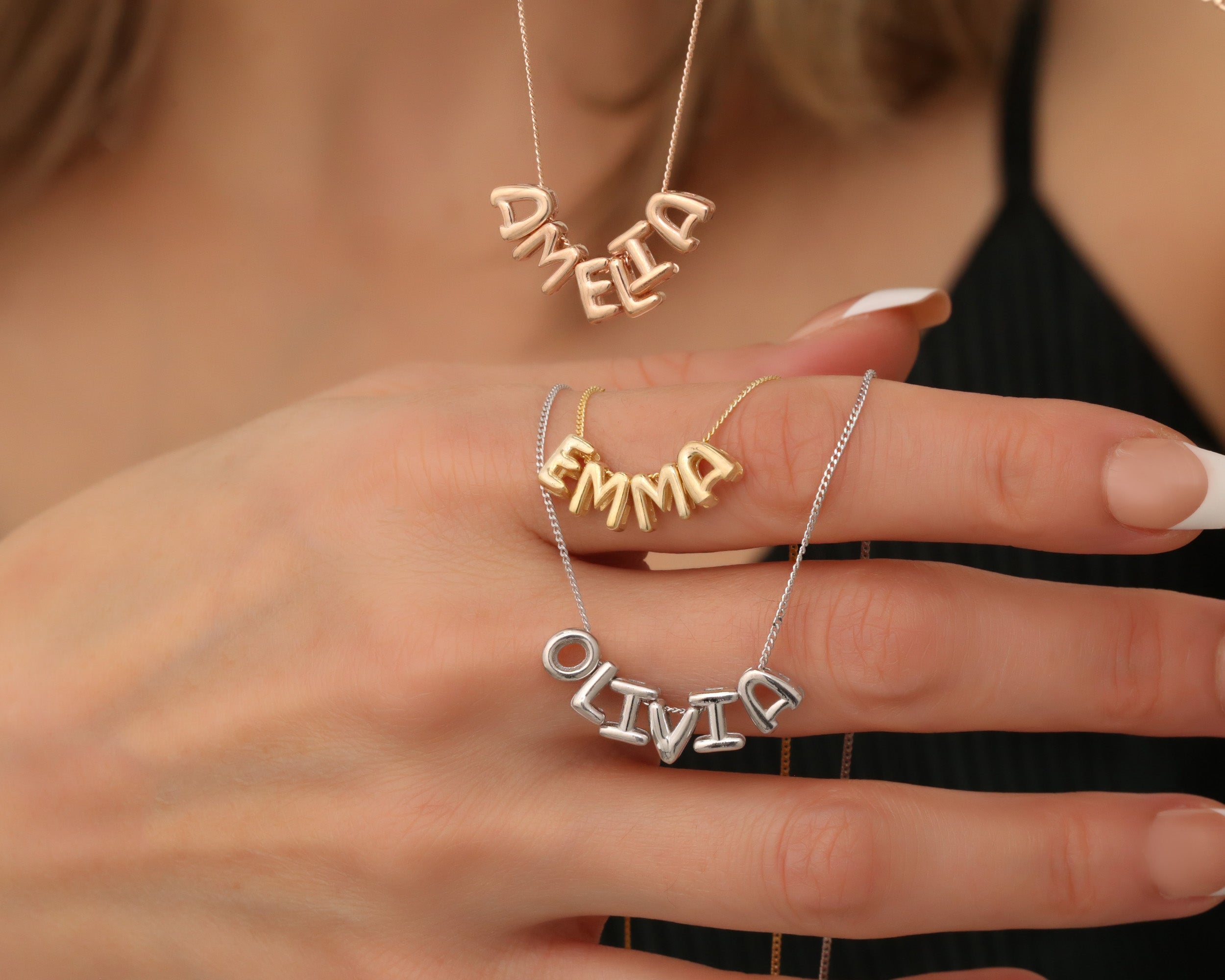 Custom Balloon Letter Name Necklace