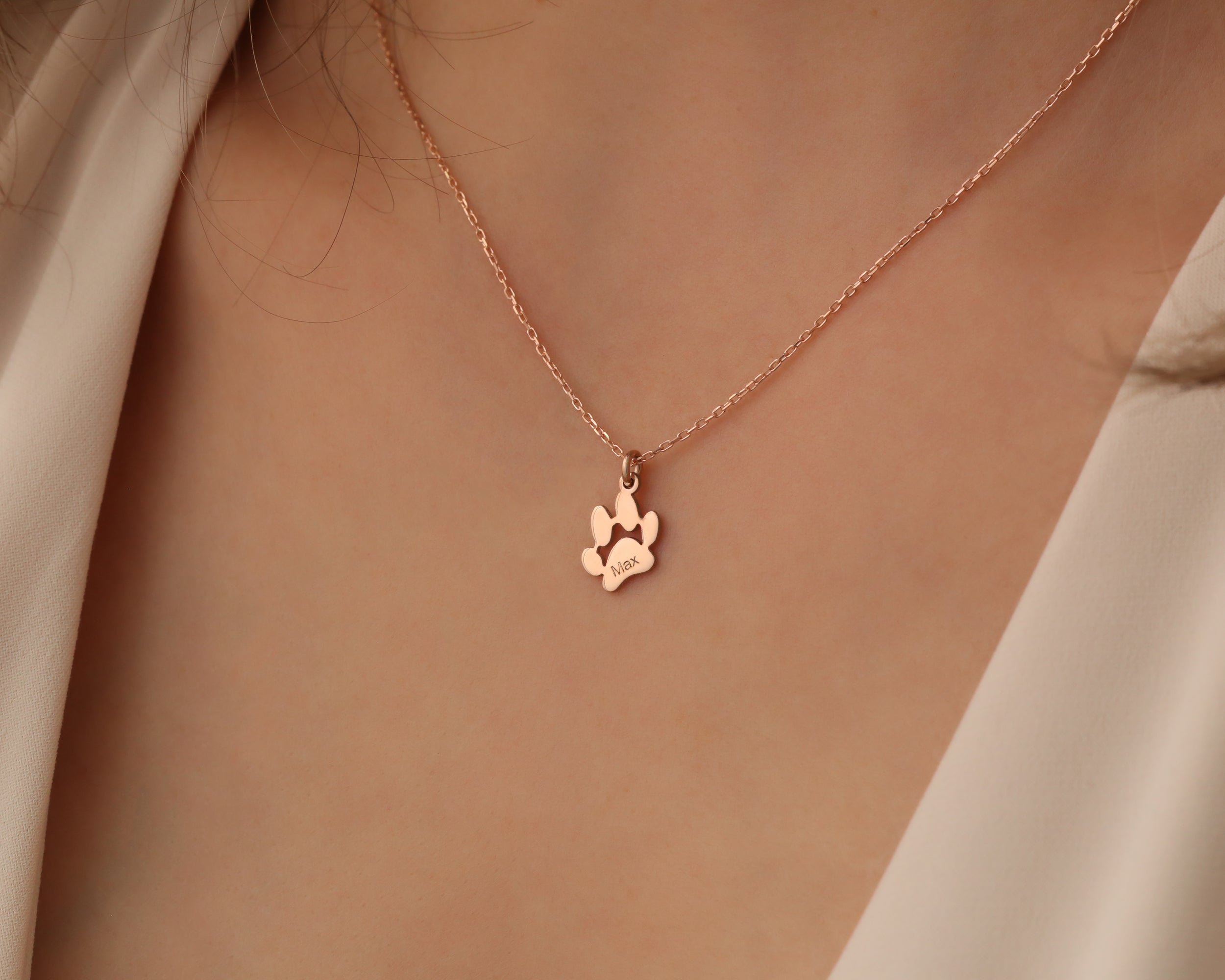Personalized Paw Print Name Necklace
