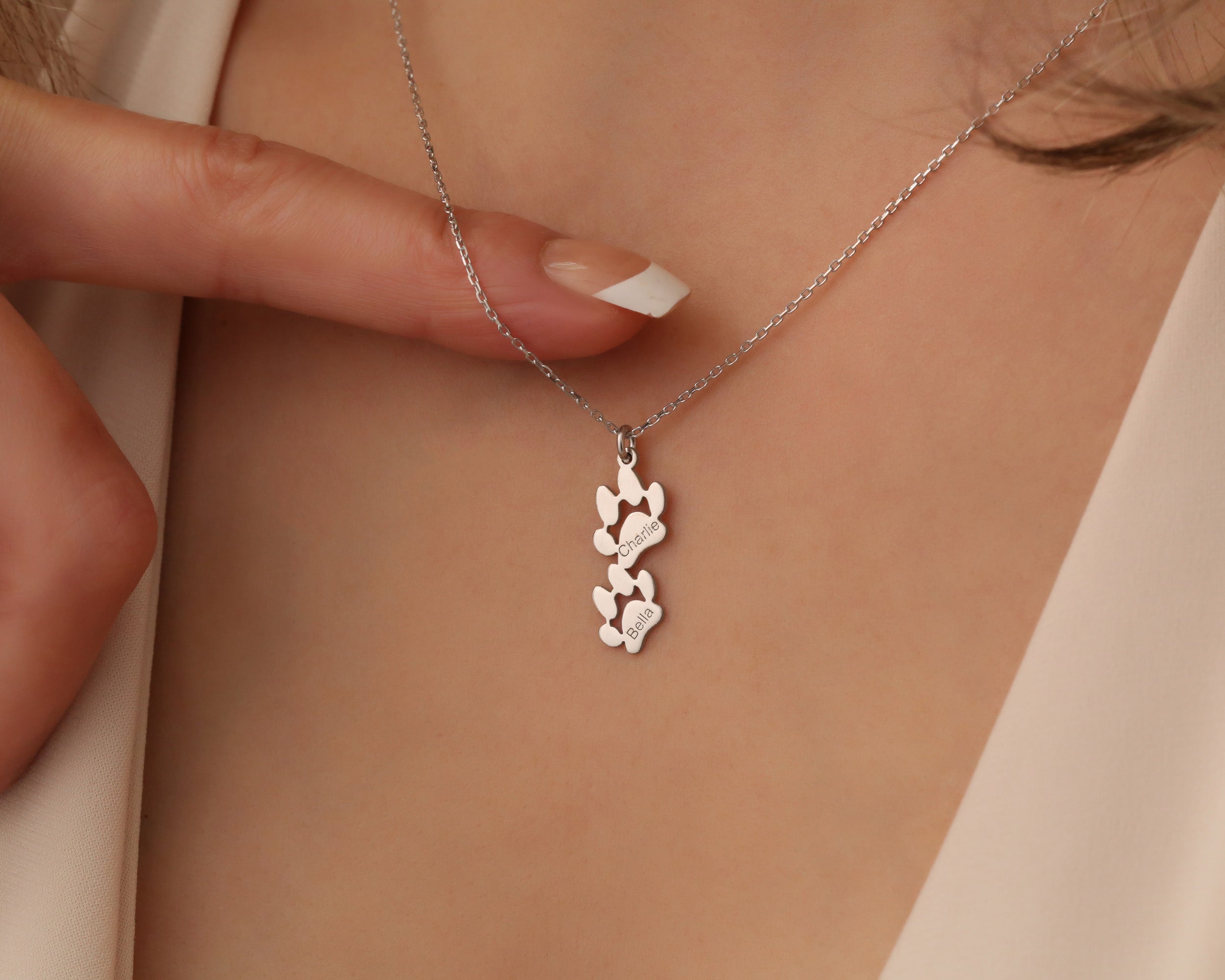 Personalized Paw Print Name Necklace