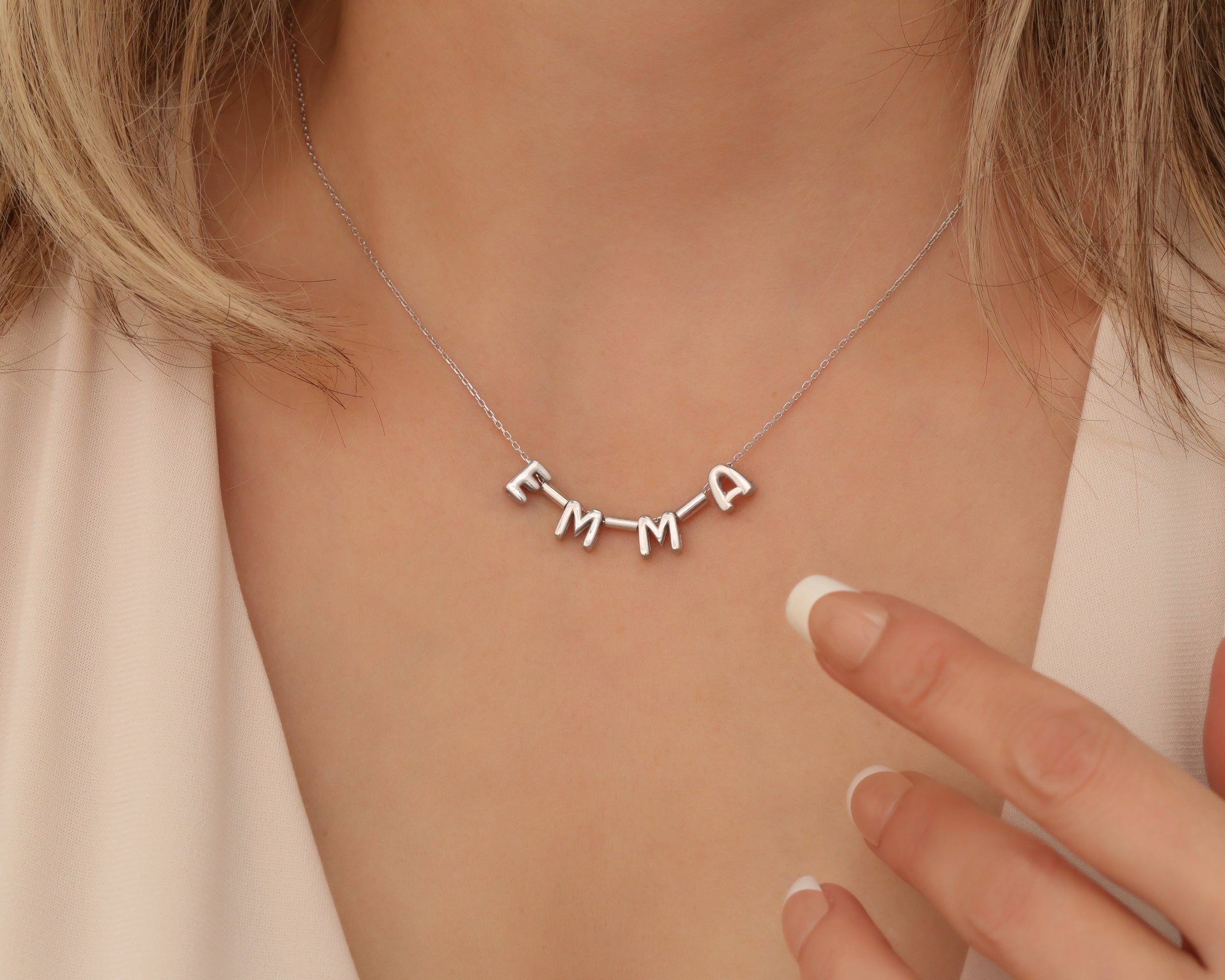 Custom Bubble Letter Name Necklace