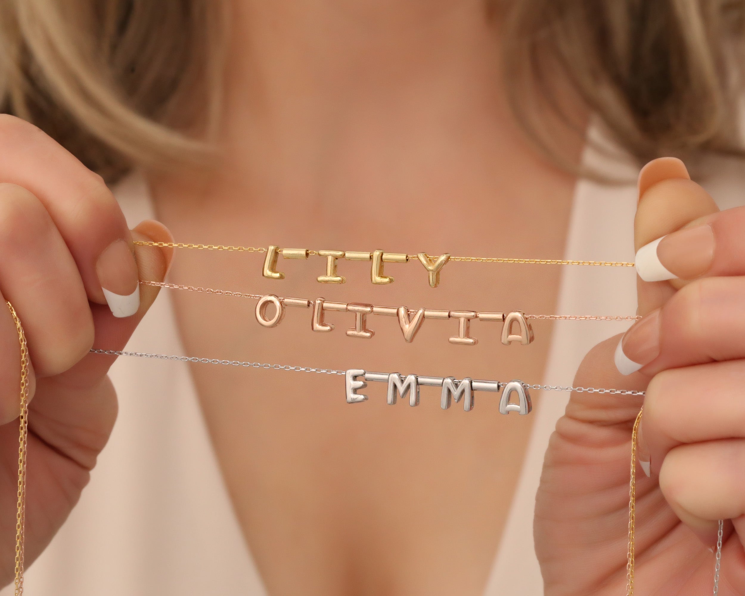 Custom Bubble Letter Name Necklace