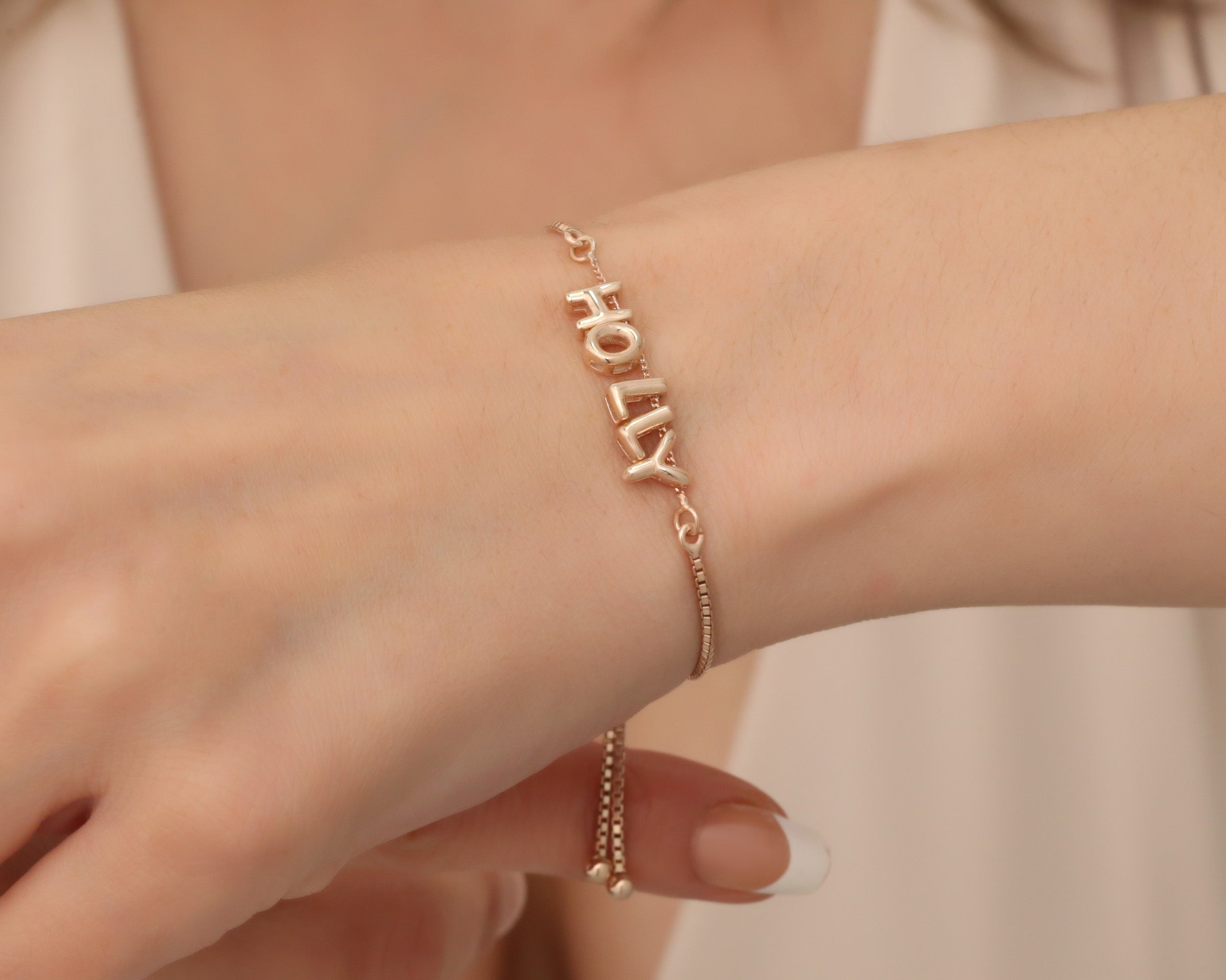 Custom Bubble Letter Name Bracelet