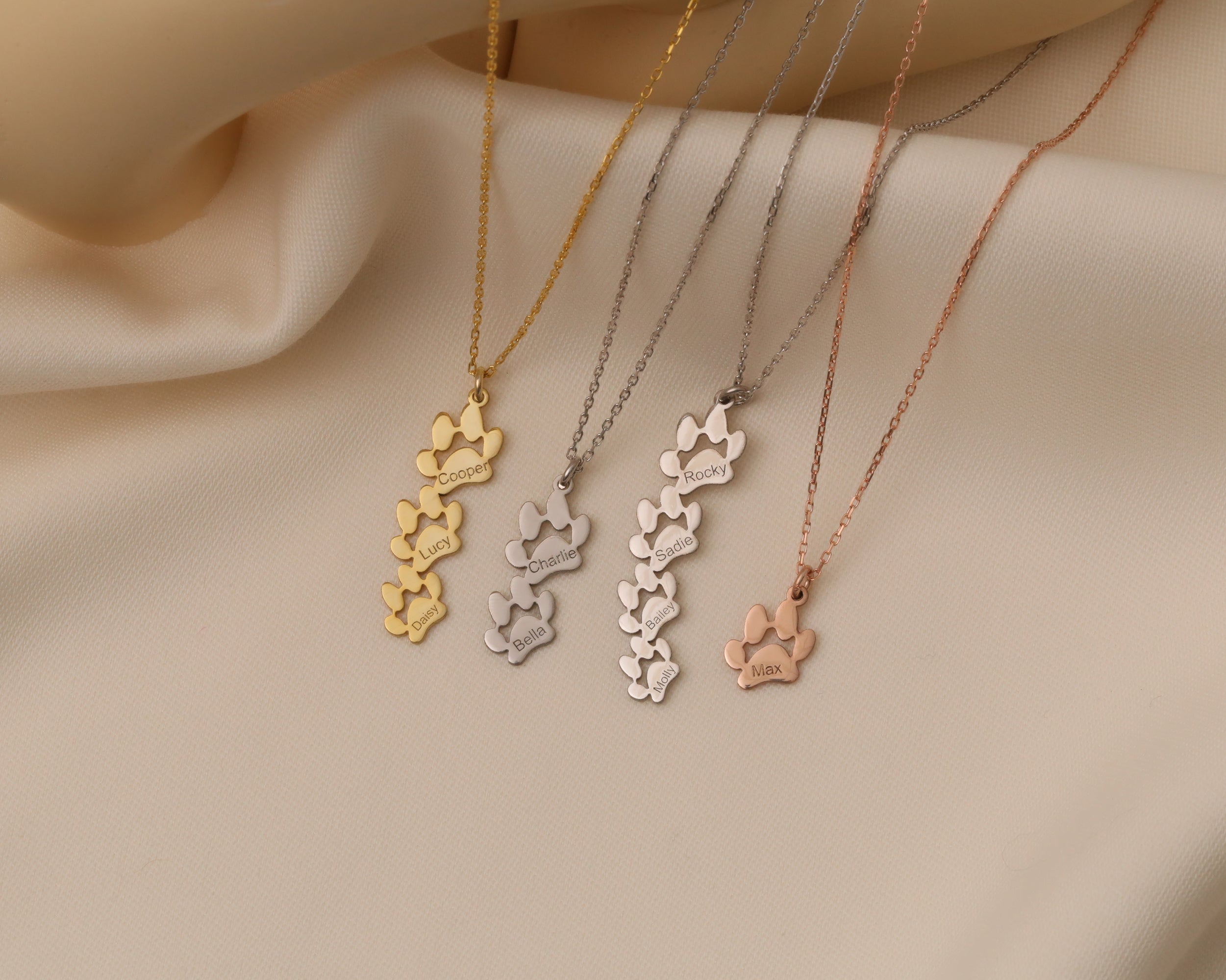 Personalized Paw Print Name Necklace