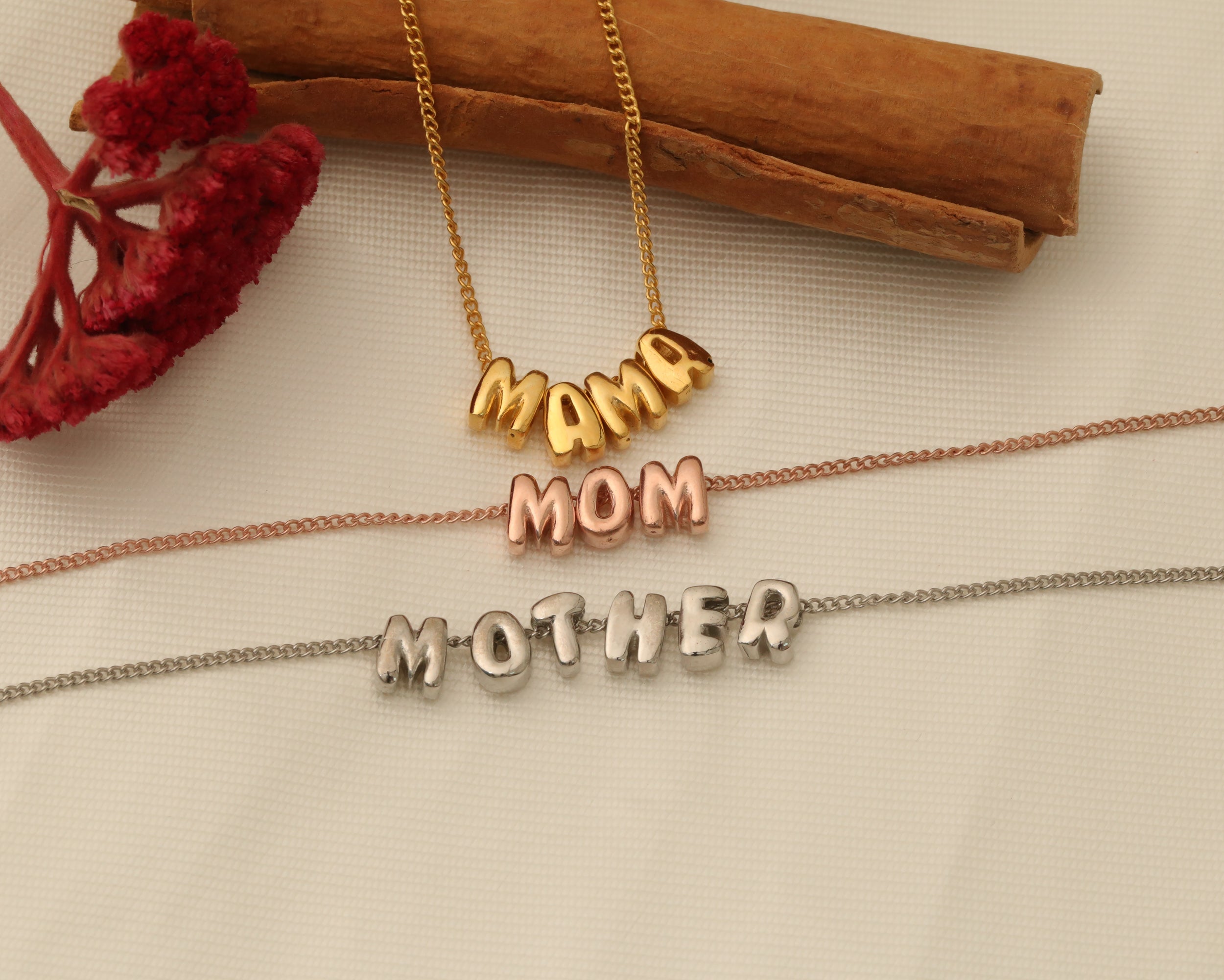 Bubble Mom Word Necklace