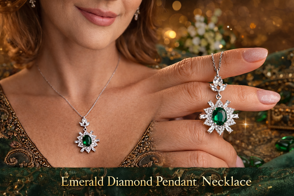 Emerald Green Floral Pendant Necklace