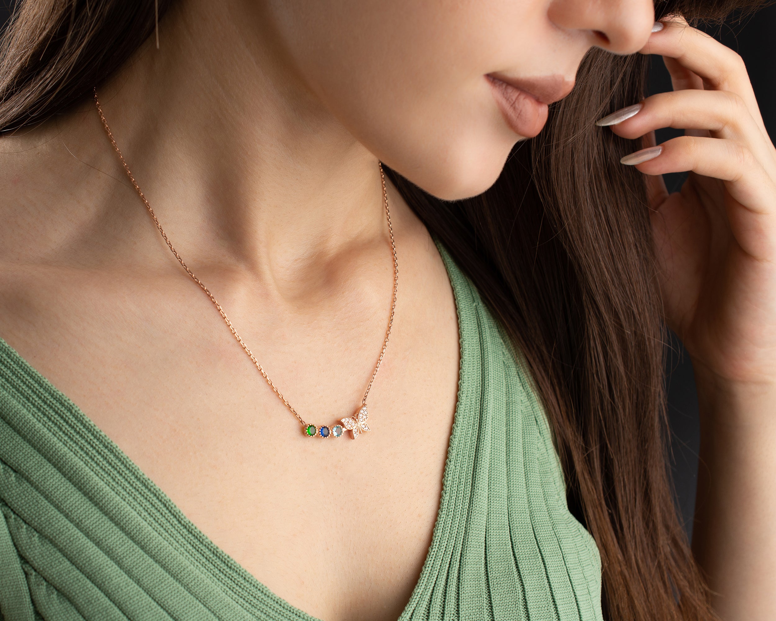 Butterfly Family Birthstone Necklace