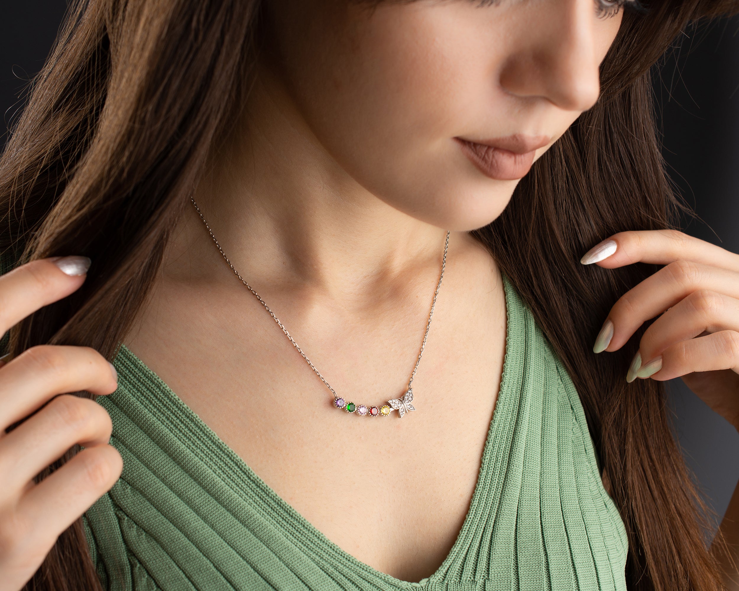 Butterfly Family Birthstone Necklace
