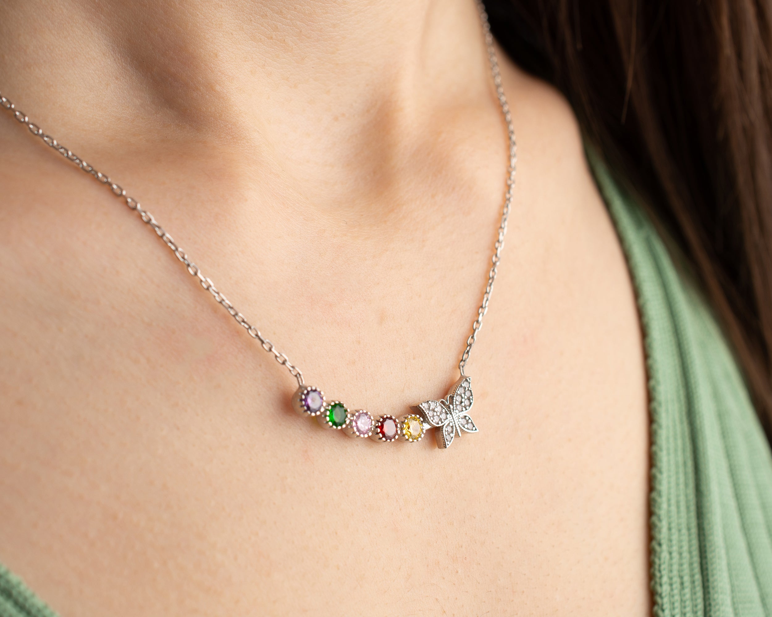 Butterfly Family Birthstone Necklace