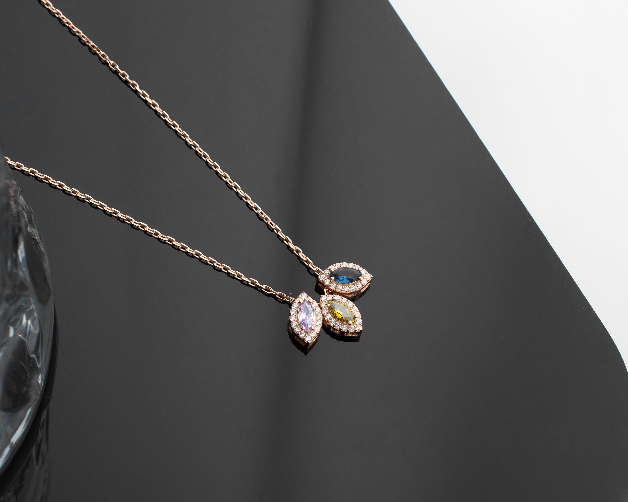 Marquise Cluster Family Birthstone Necklace