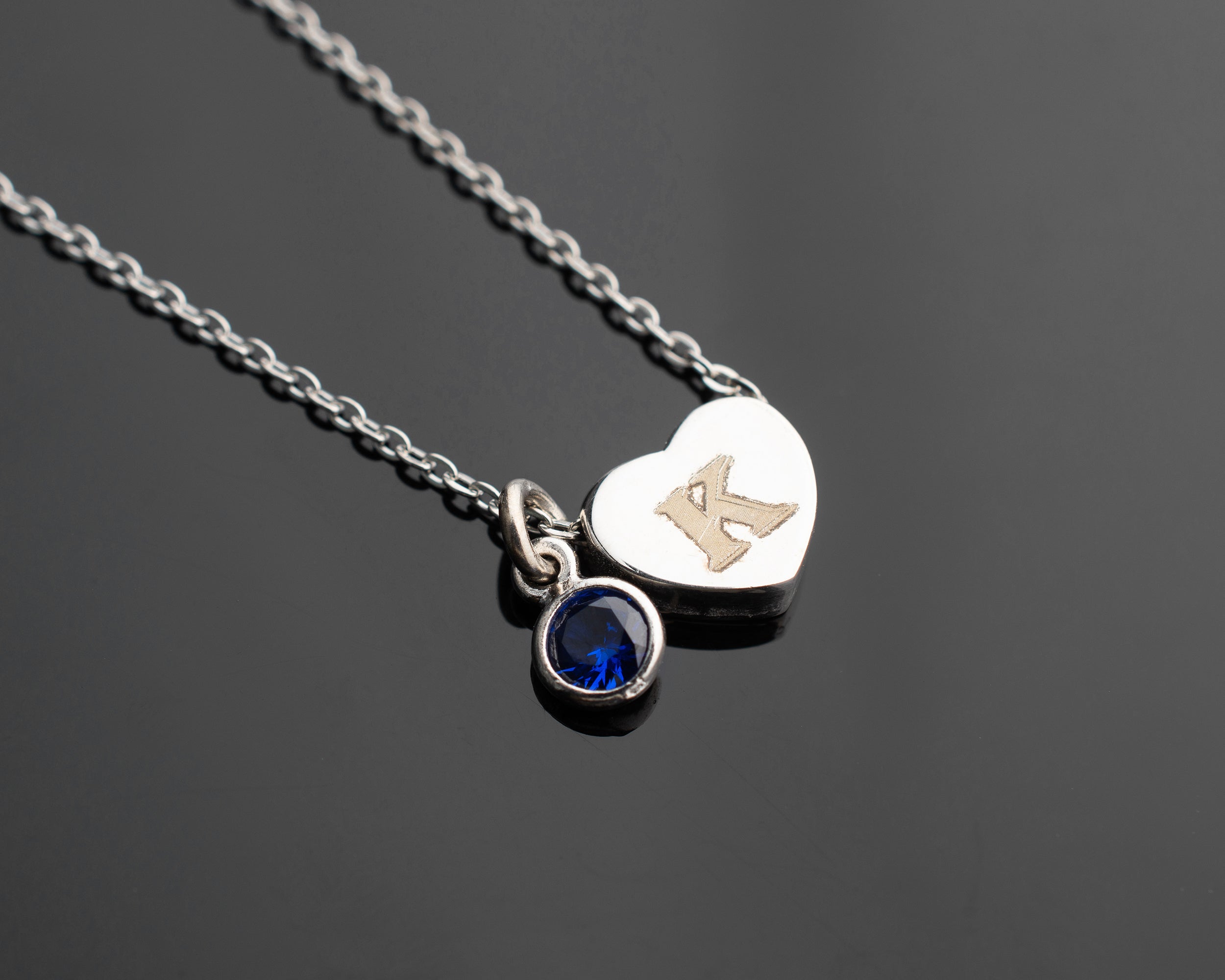 Personalized Initial Heart Birthstone Necklace