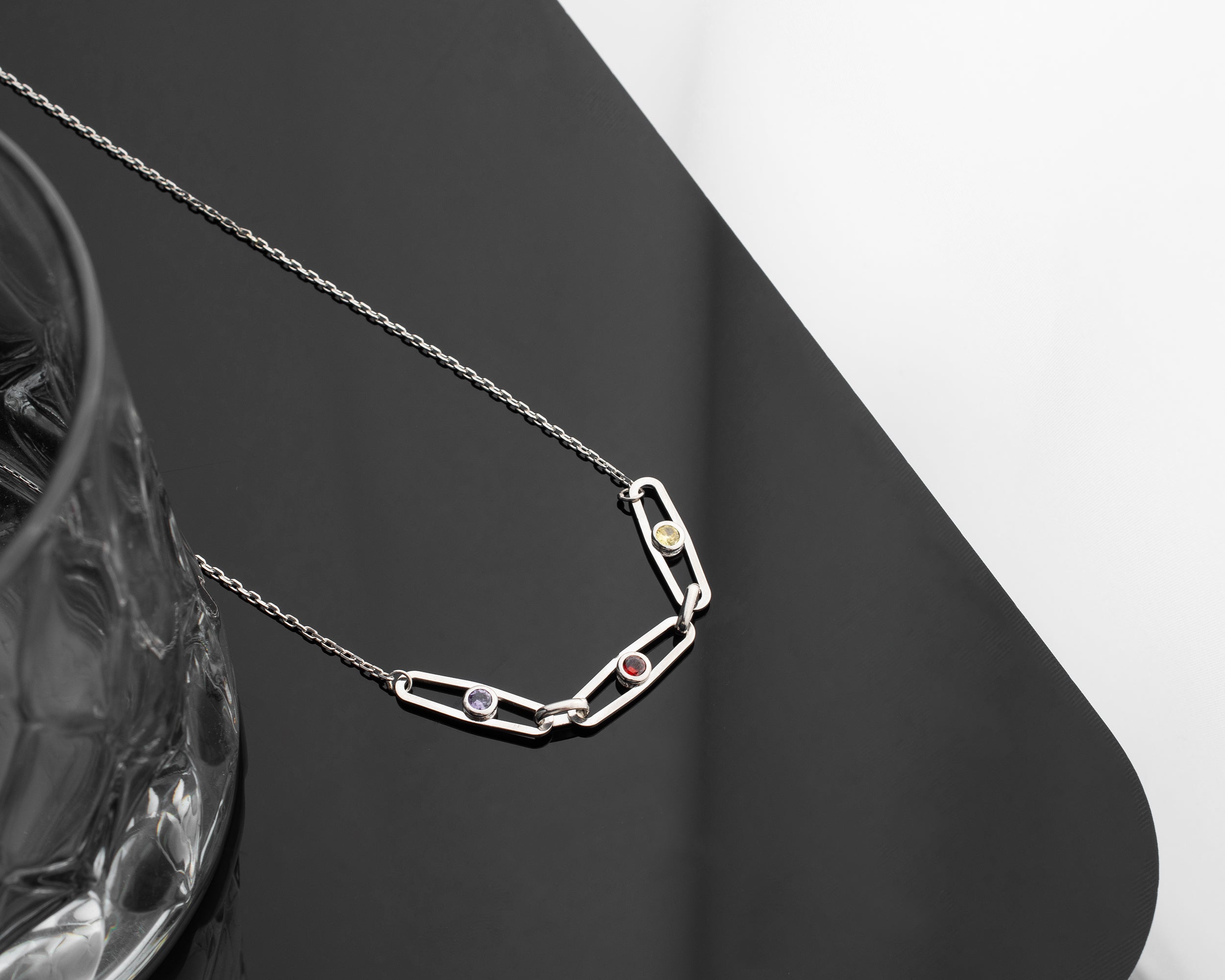 Custom Birthstone Paperclip Chain Necklace