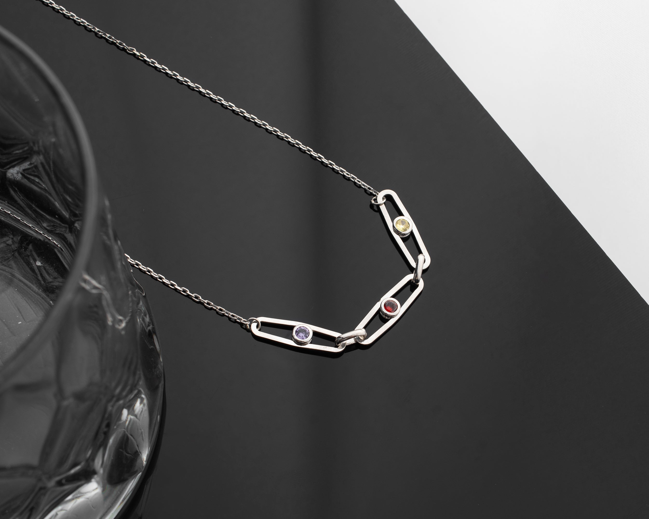 Custom Birthstone Paperclip Chain Necklace
