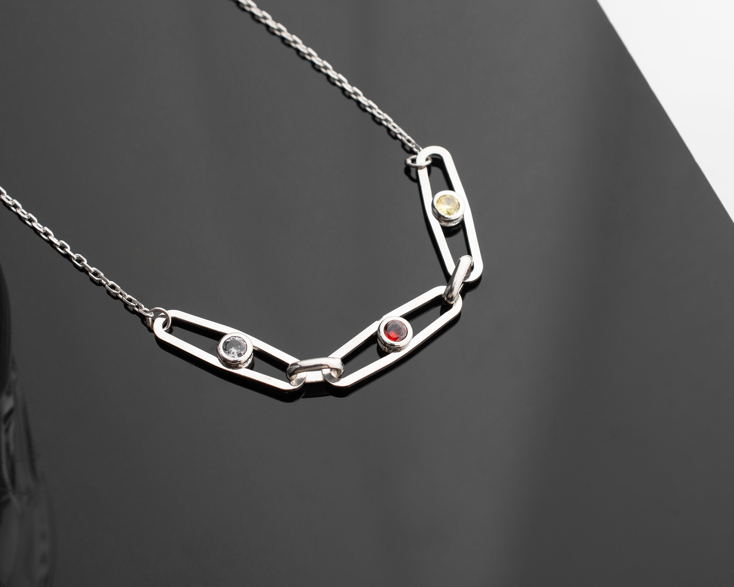 Custom Birthstone Paperclip Chain Necklace
