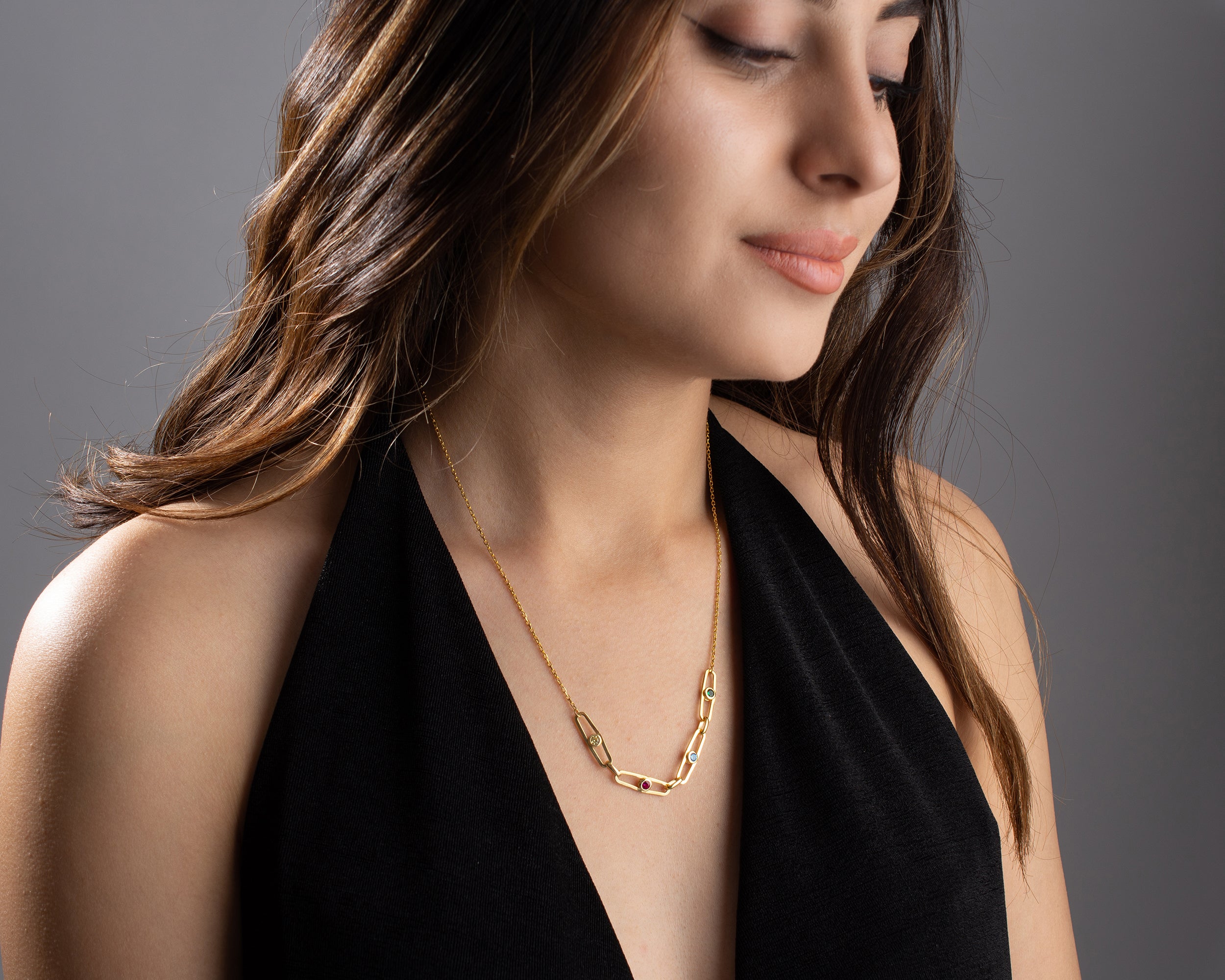 Custom Birthstone Paperclip Chain Necklace