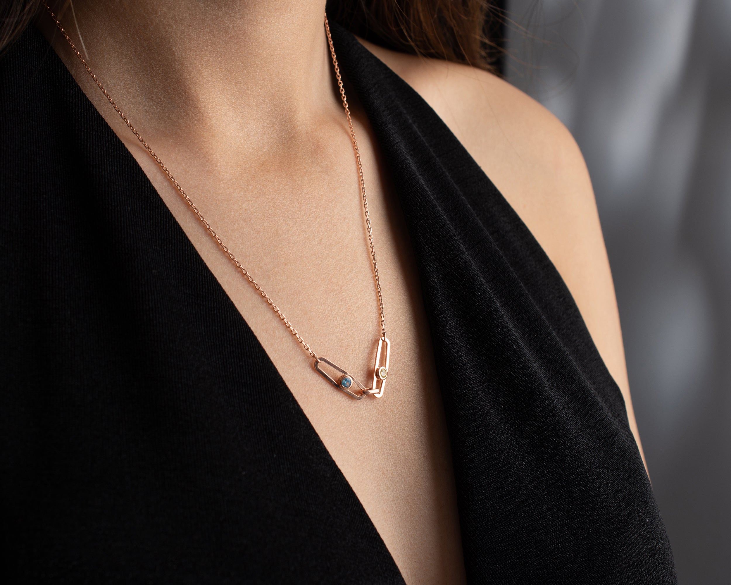 Custom Birthstone Paperclip Chain Necklace