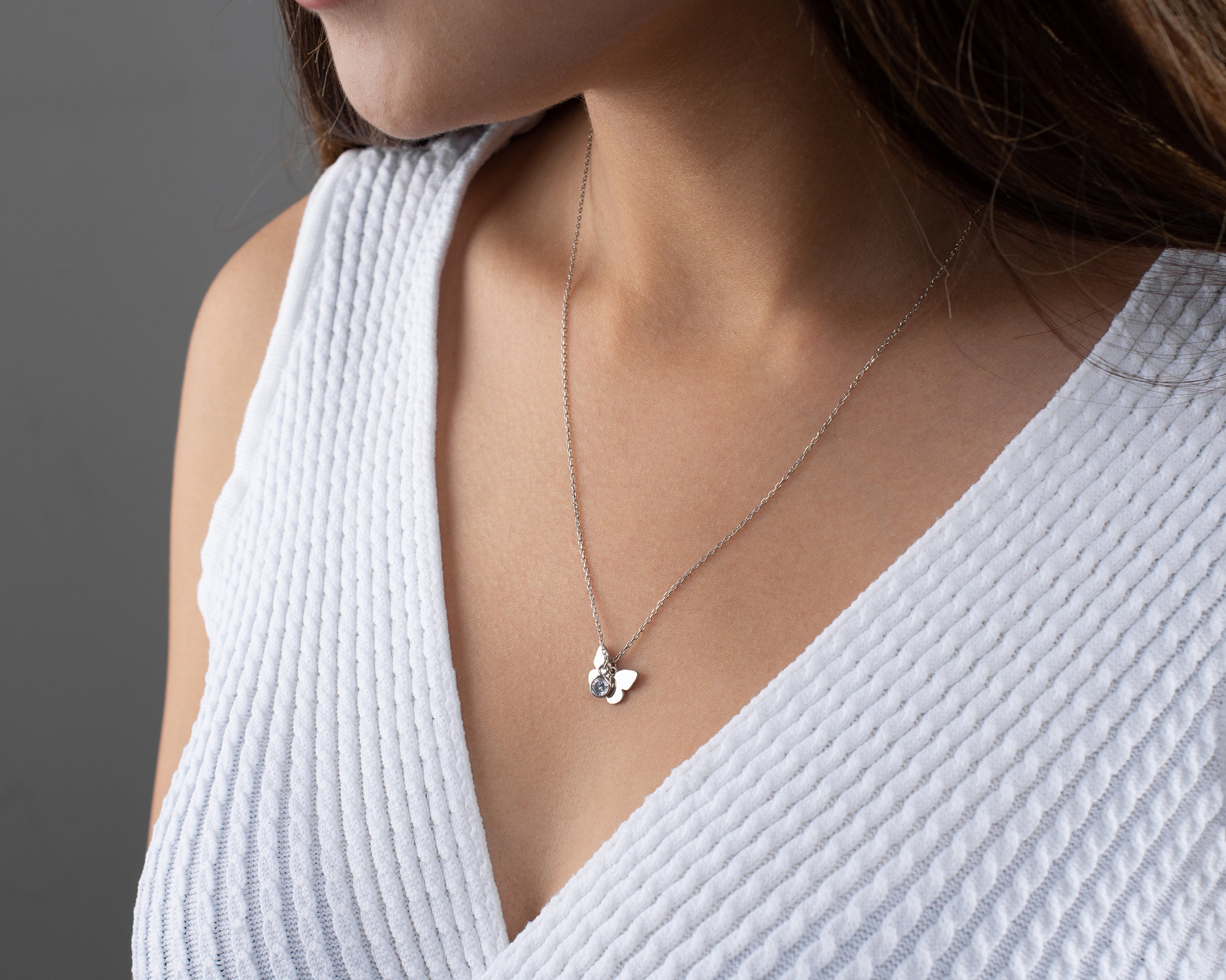 Minimal Butterfly Initial Birthstone Necklace