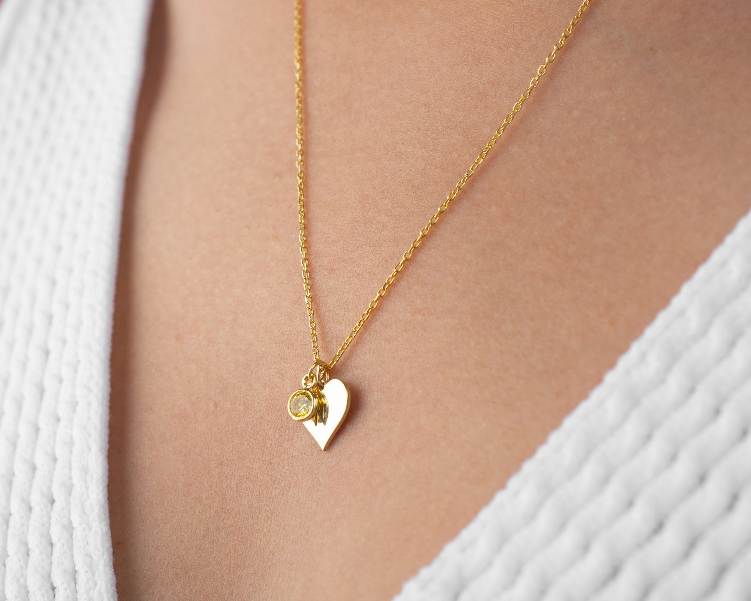 Initial Heart Birthstone Necklace