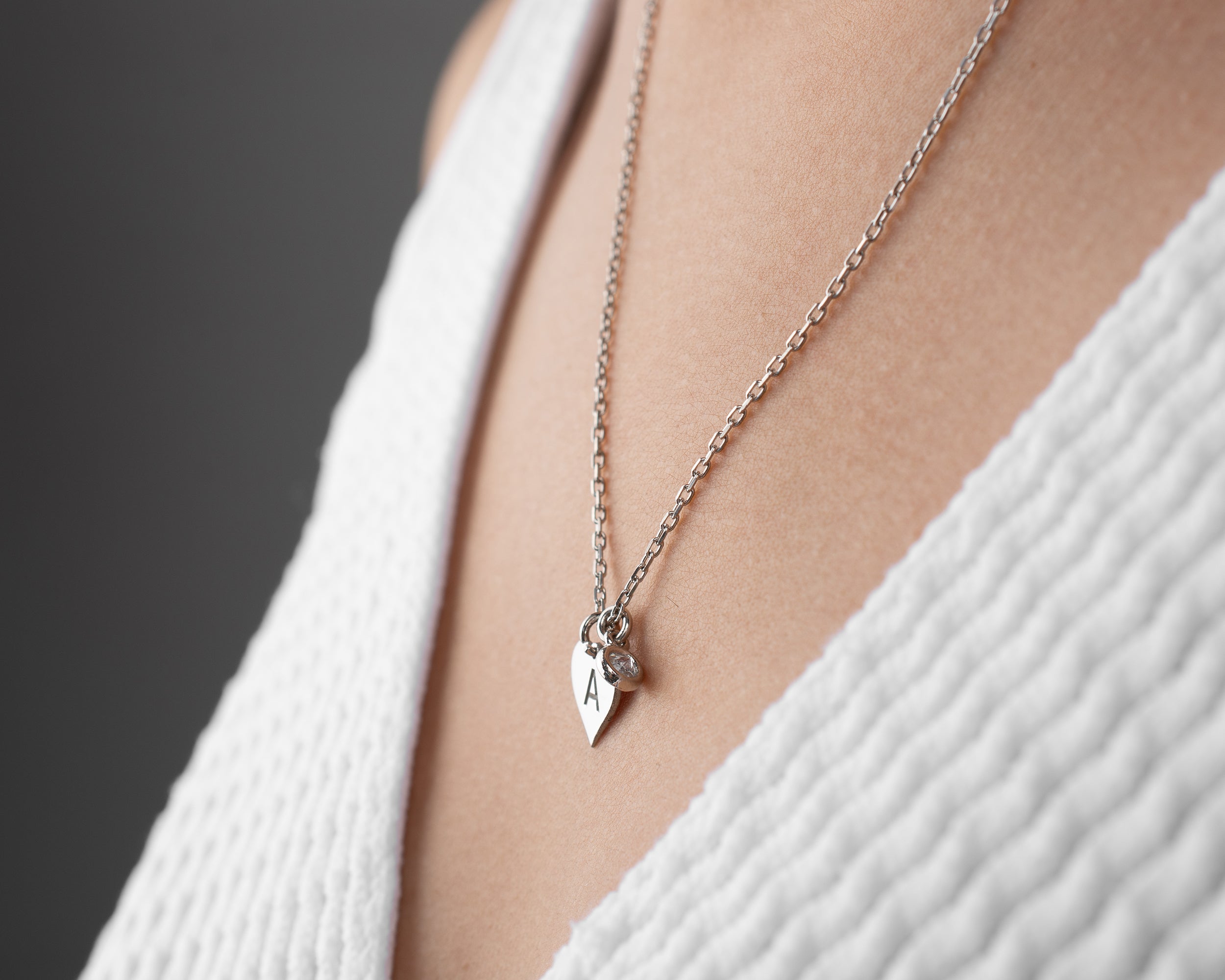 Initial Heart Birthstone Necklace
