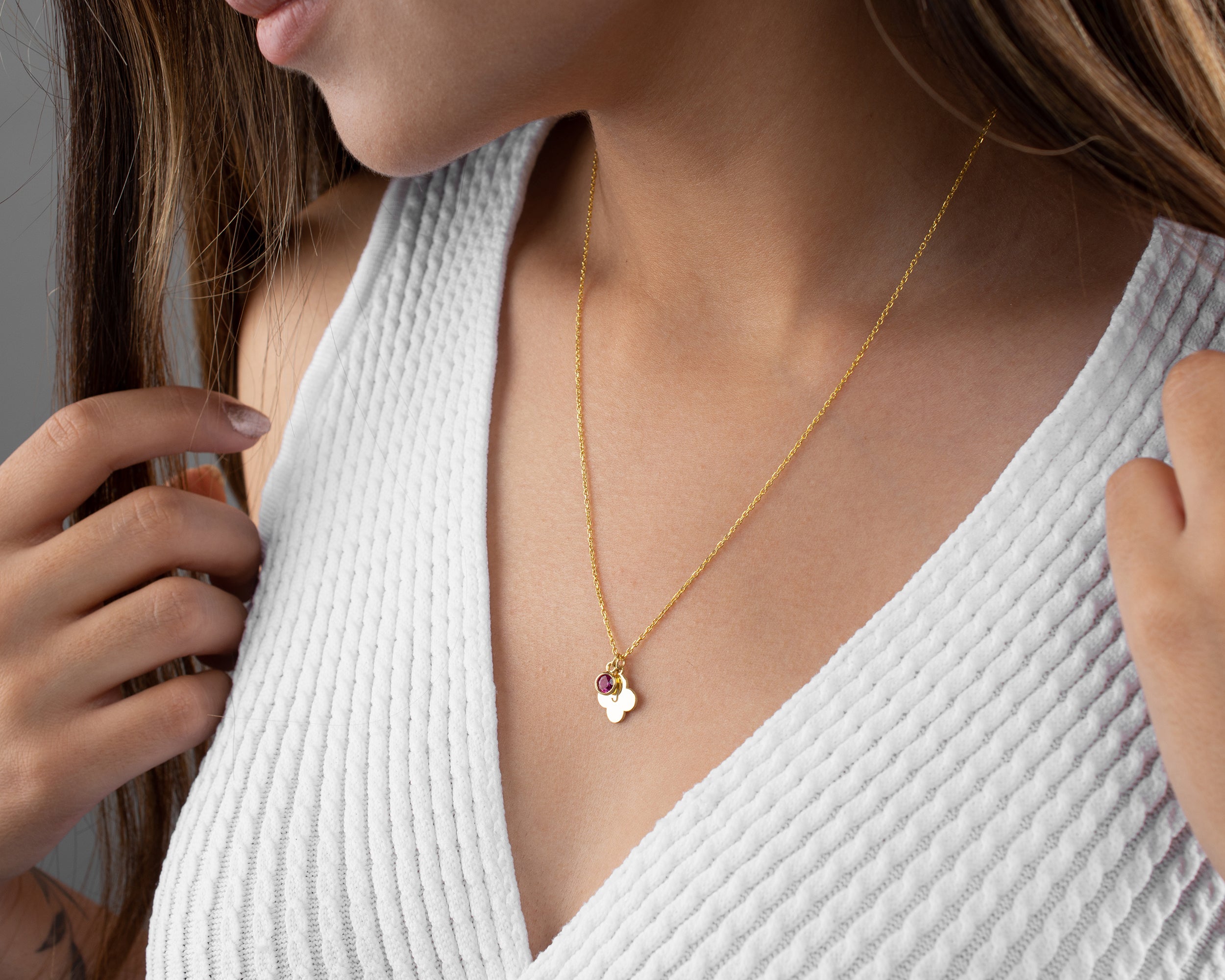 Clover Initial Birthstone Necklace