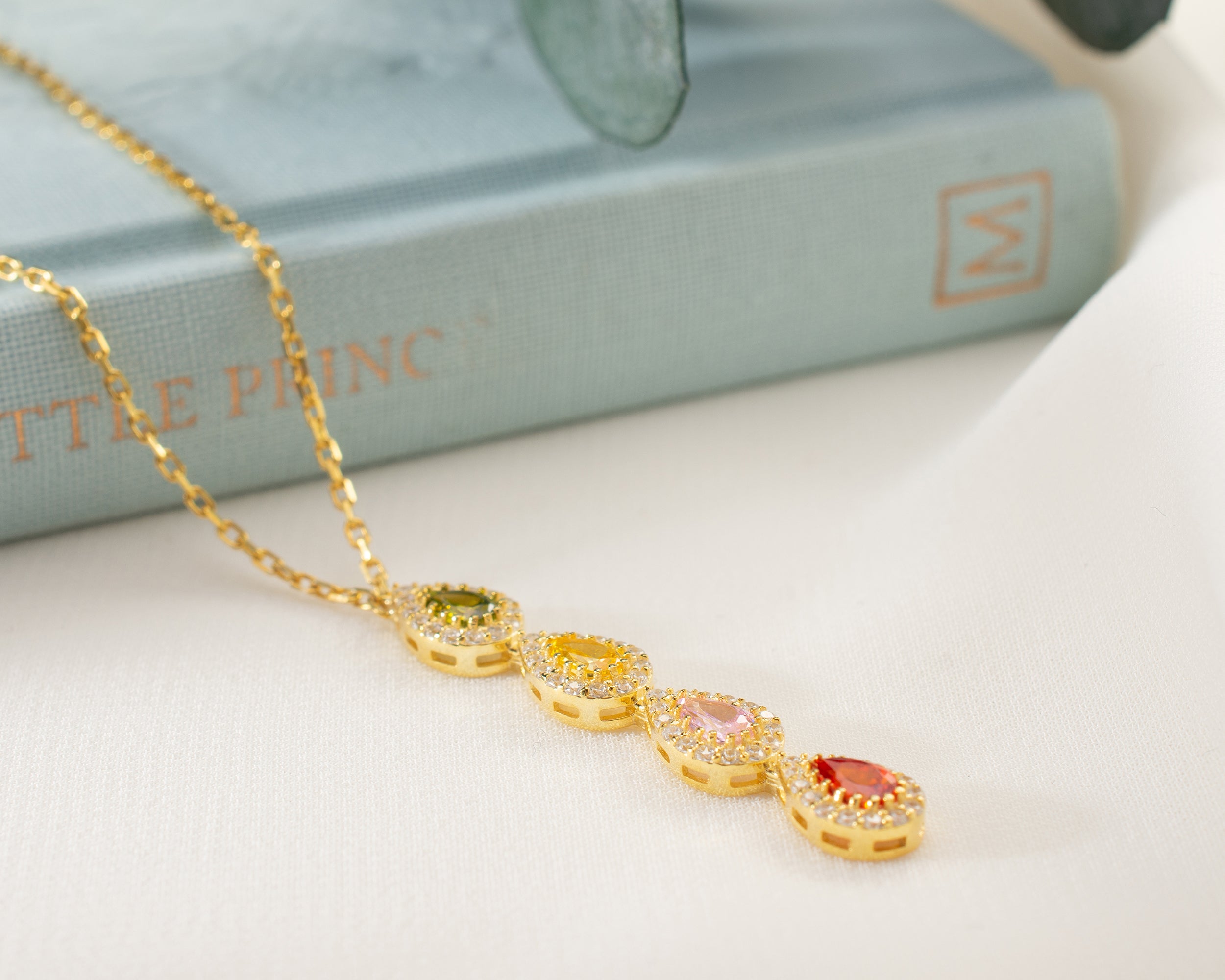 Vertical Family Birthstone Necklace