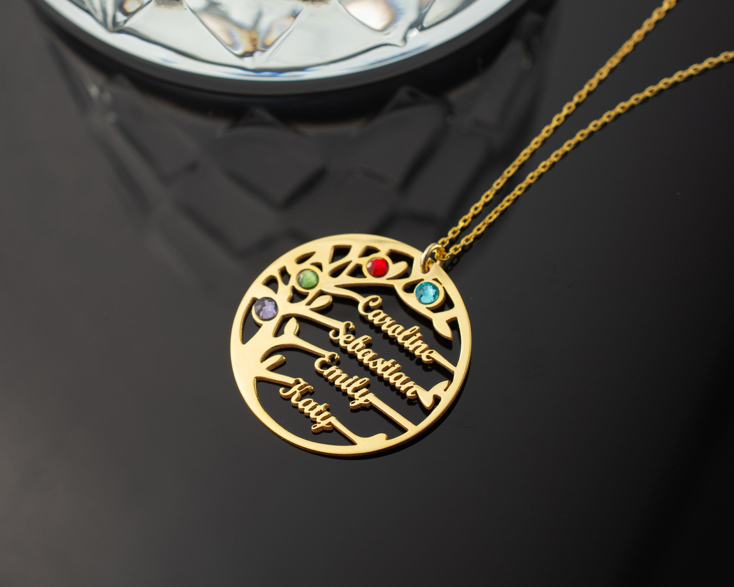 Custom Family Tree Birthstone Necklace
