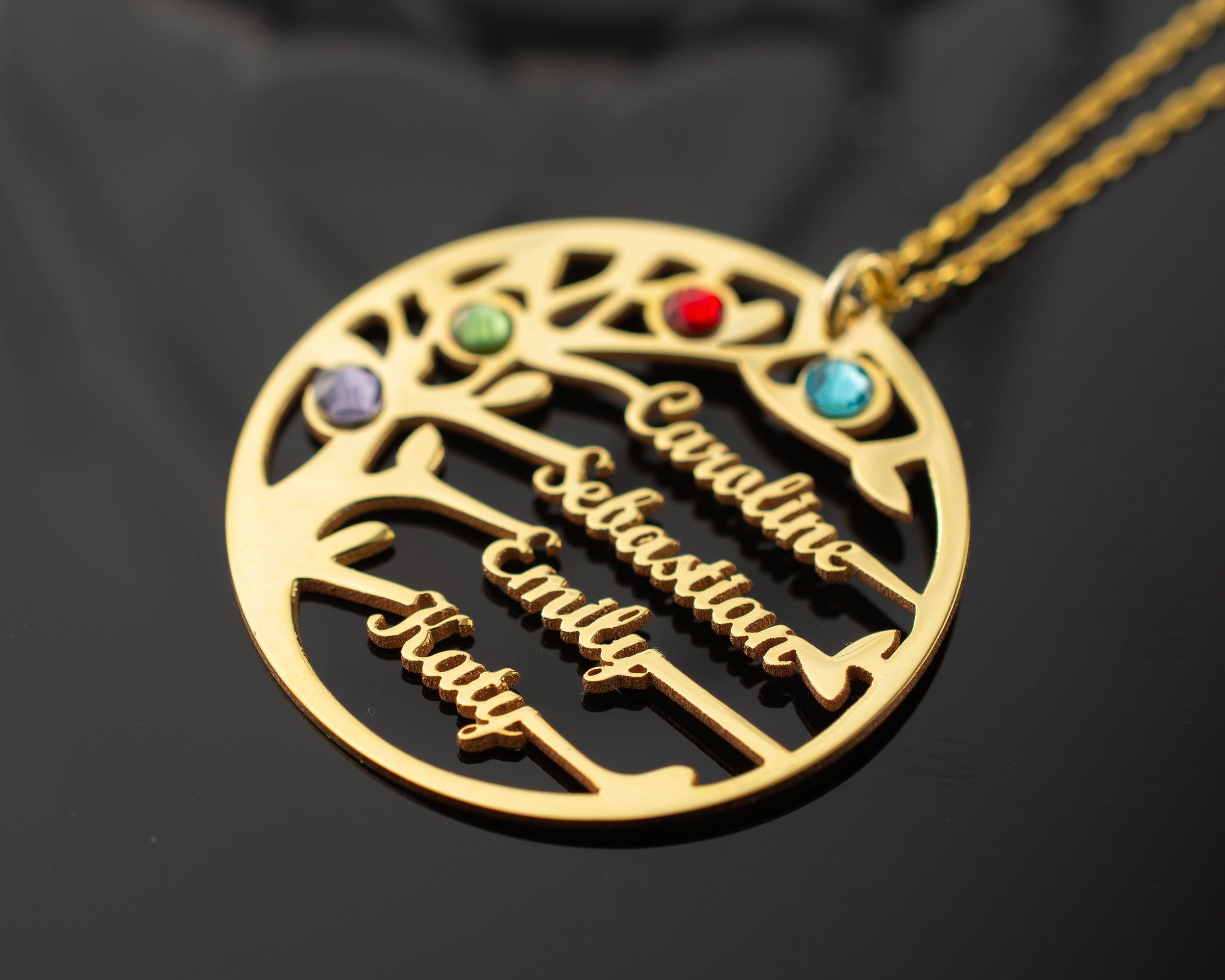 Custom Family Tree Birthstone Necklace