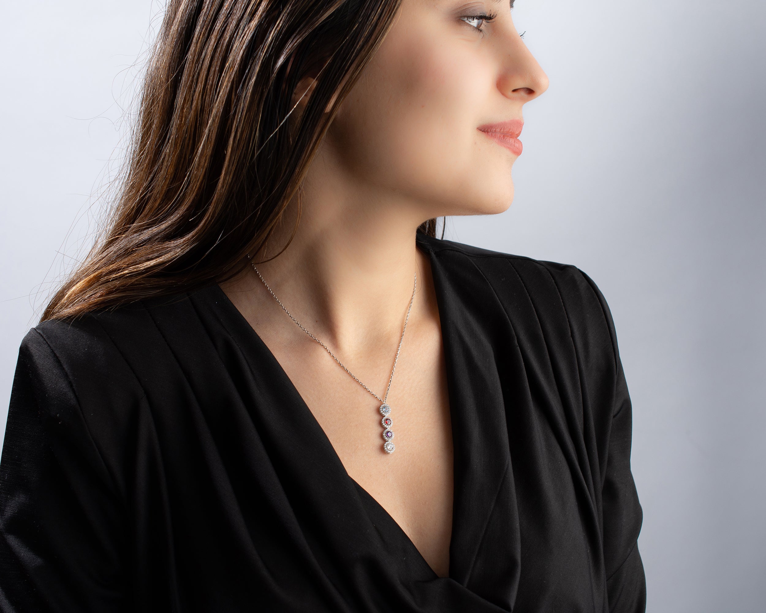 Custom Cascading Birthstone Halo Necklace