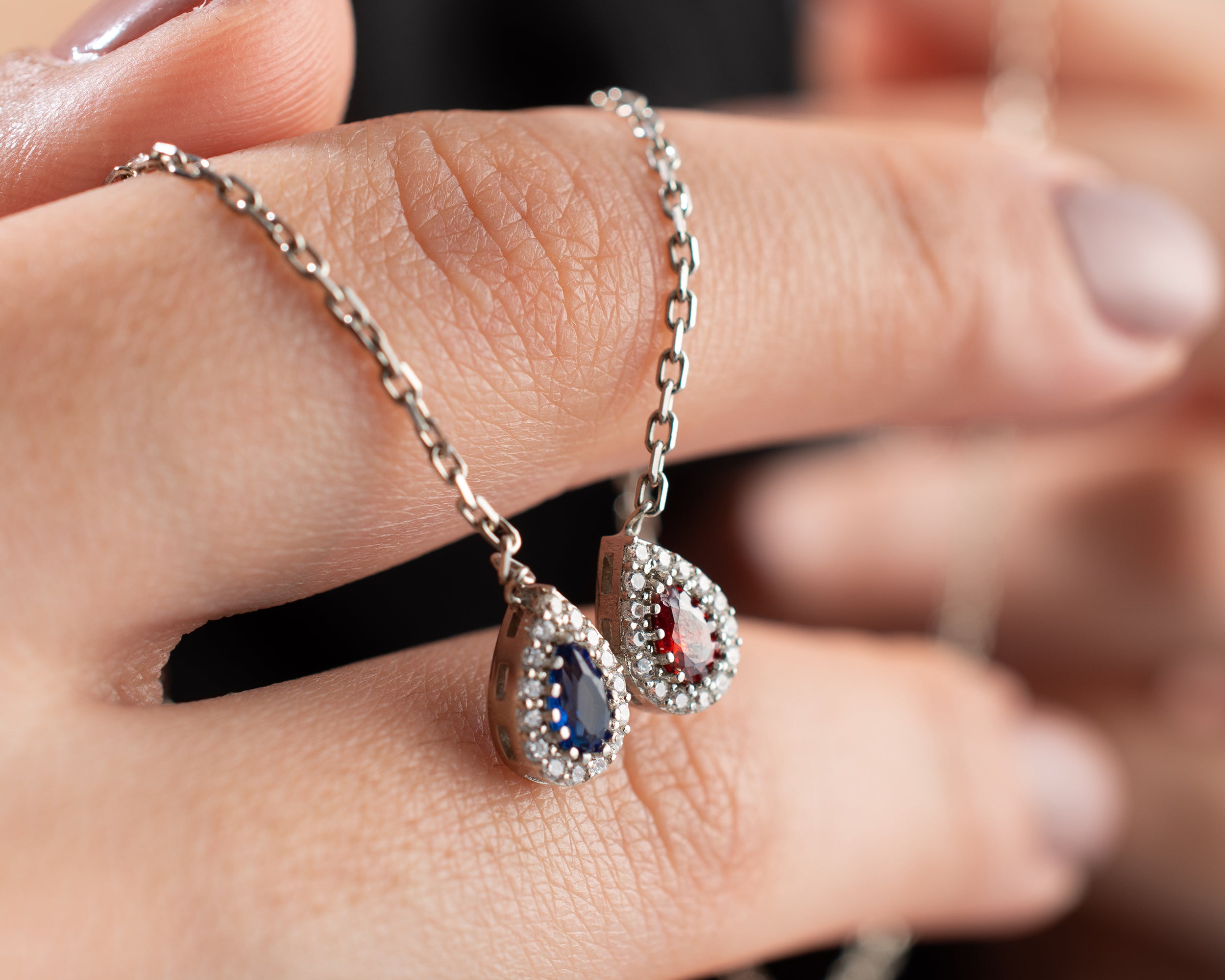 Family Birthstone Curved Bar Necklace