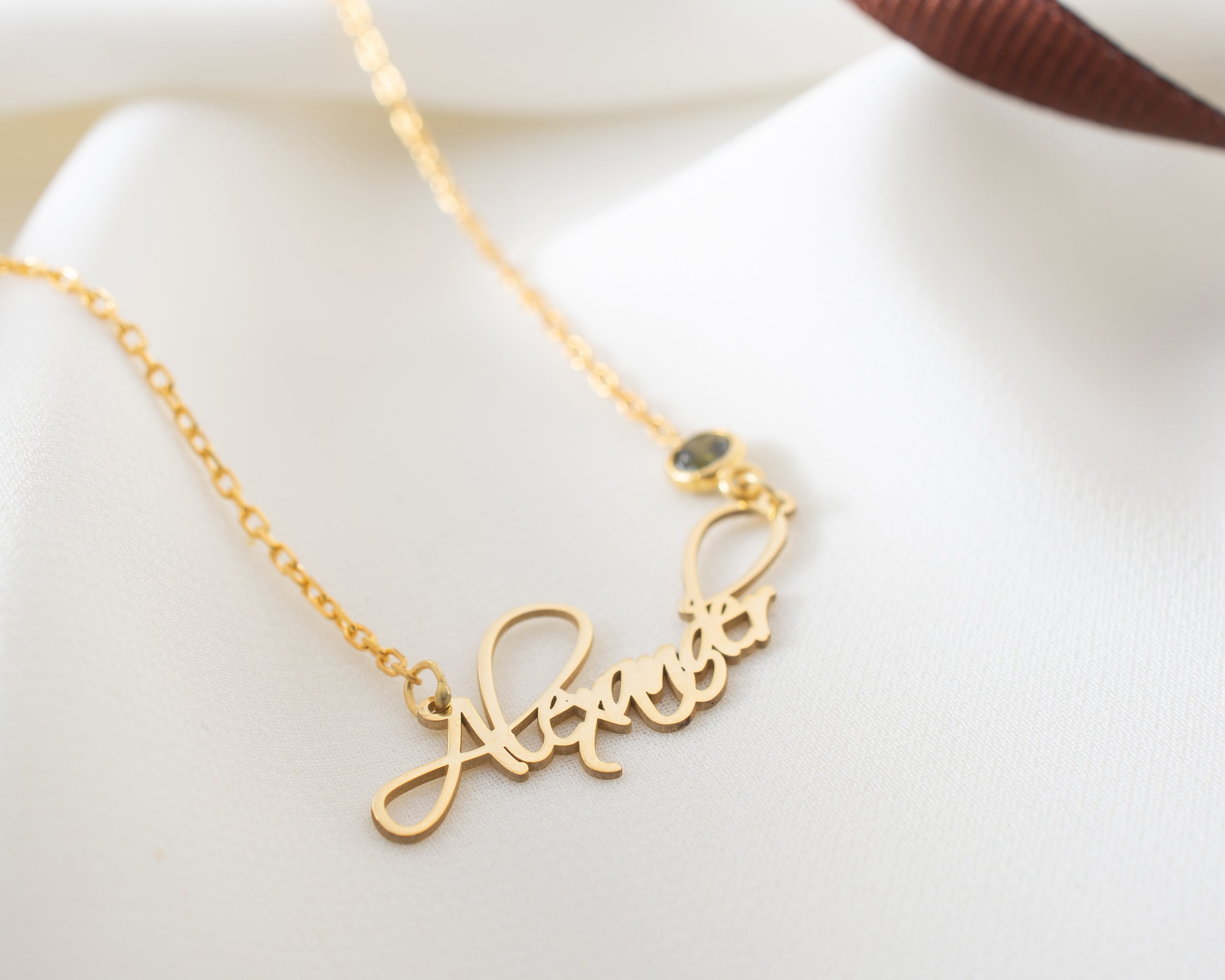 Custom Name Necklace with Birthstone