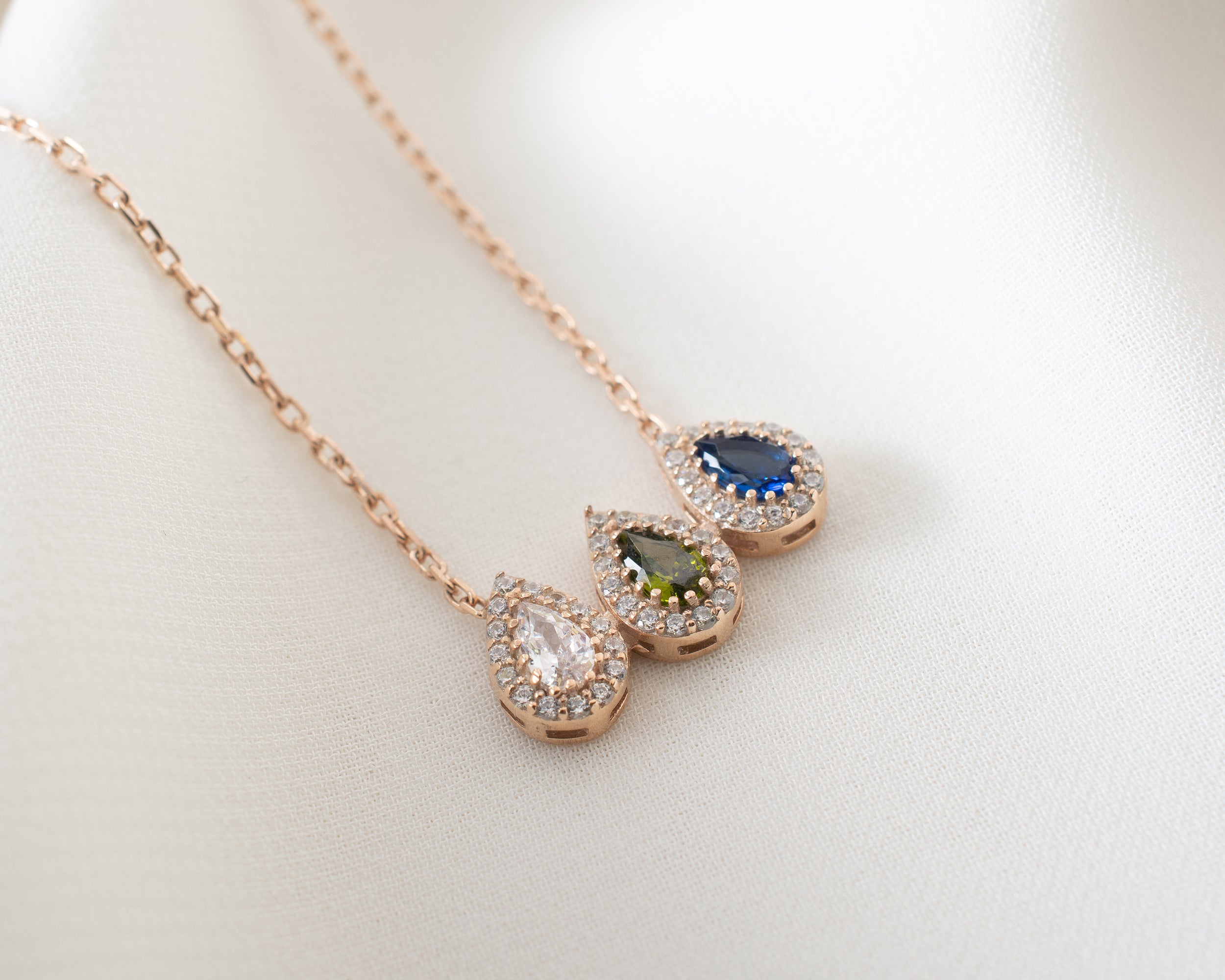 Family Birthstone Curved Bar Necklace