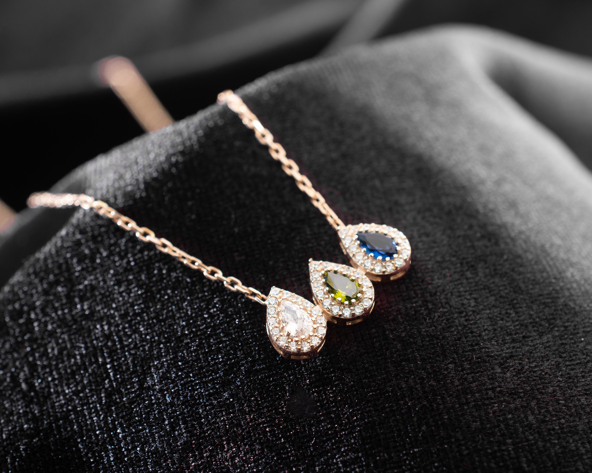 Family Birthstone Curved Bar Necklace