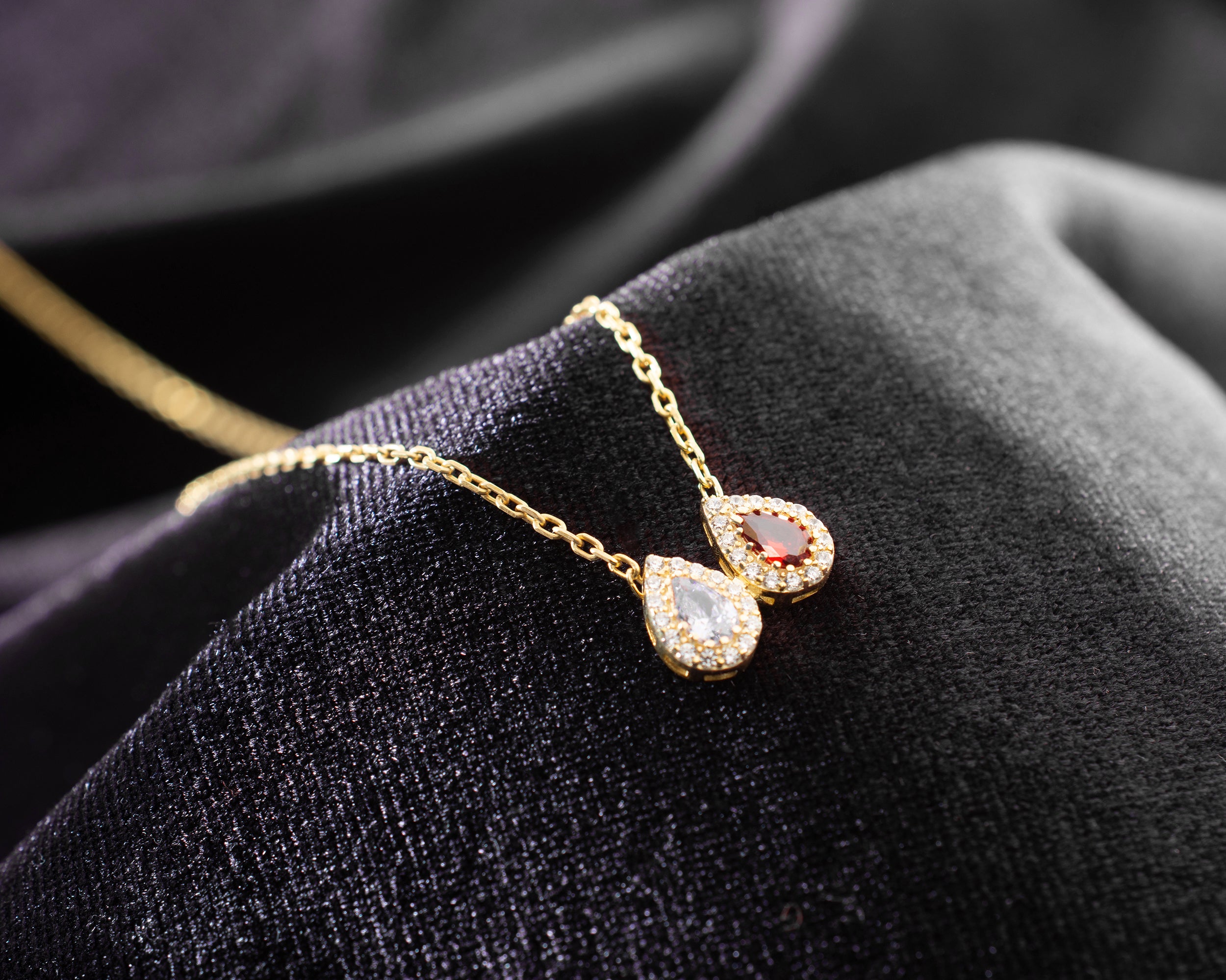 Family Birthstone Curved Bar Necklace