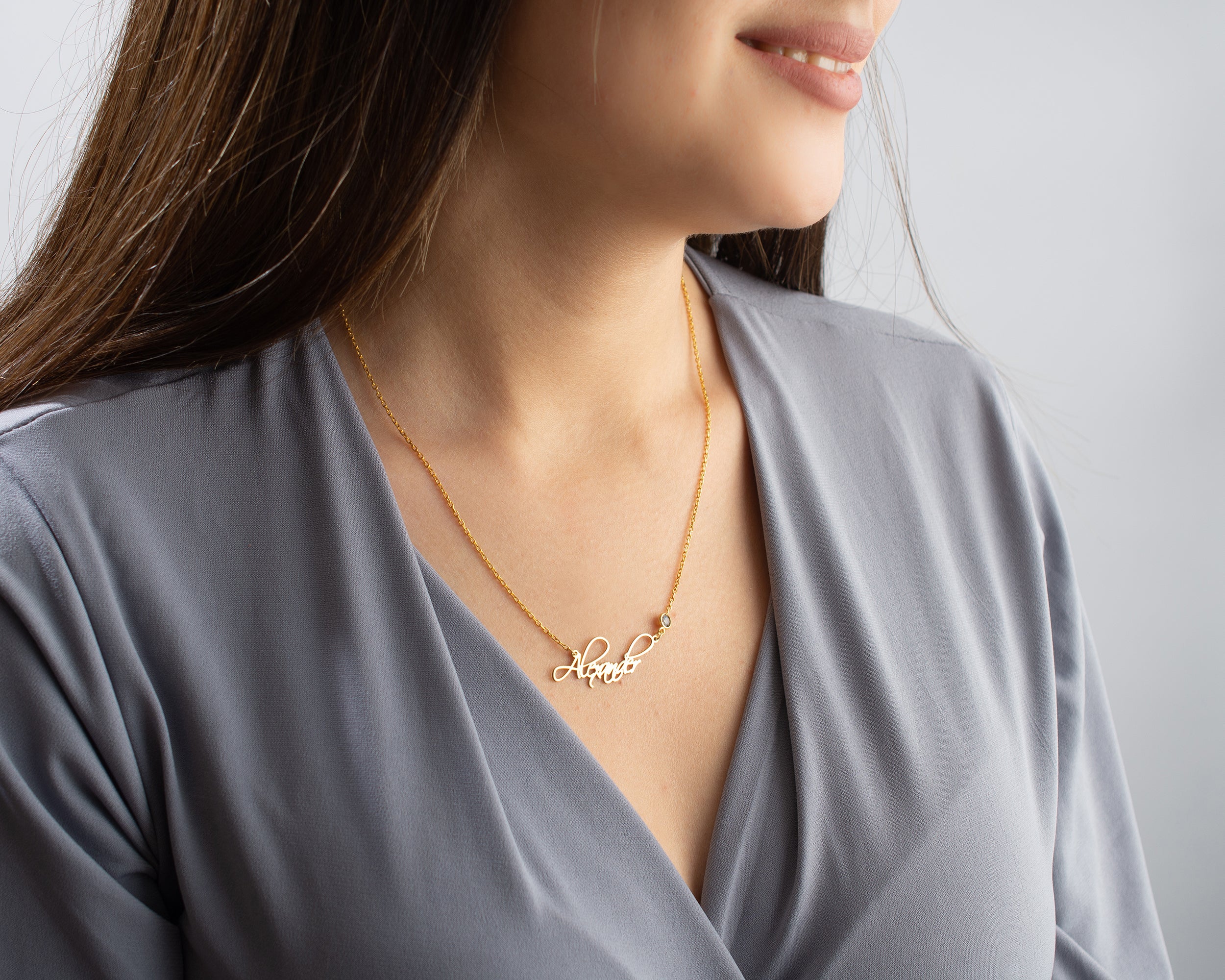 Custom Name Necklace with Birthstone