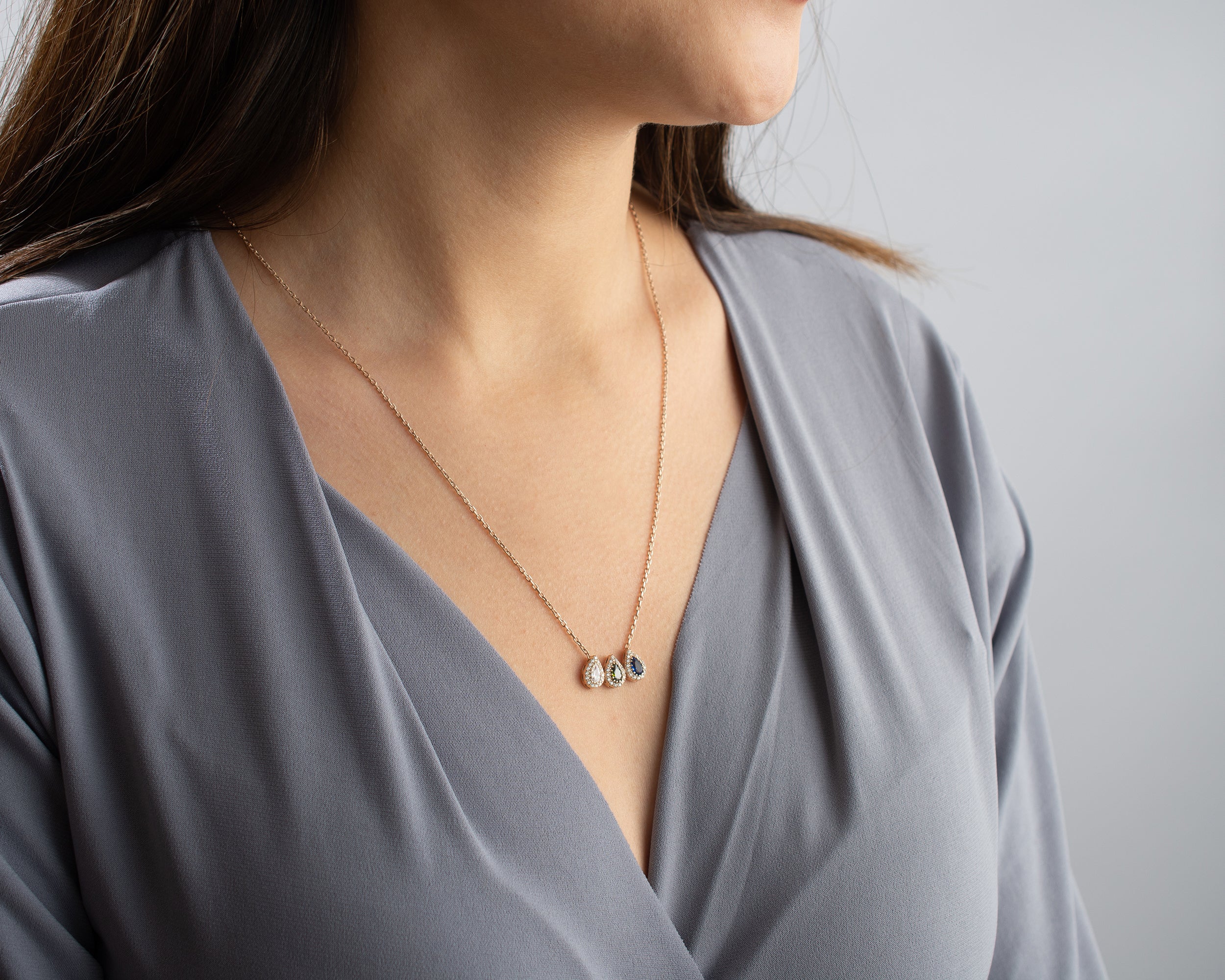 Family Birthstone Curved Bar Necklace