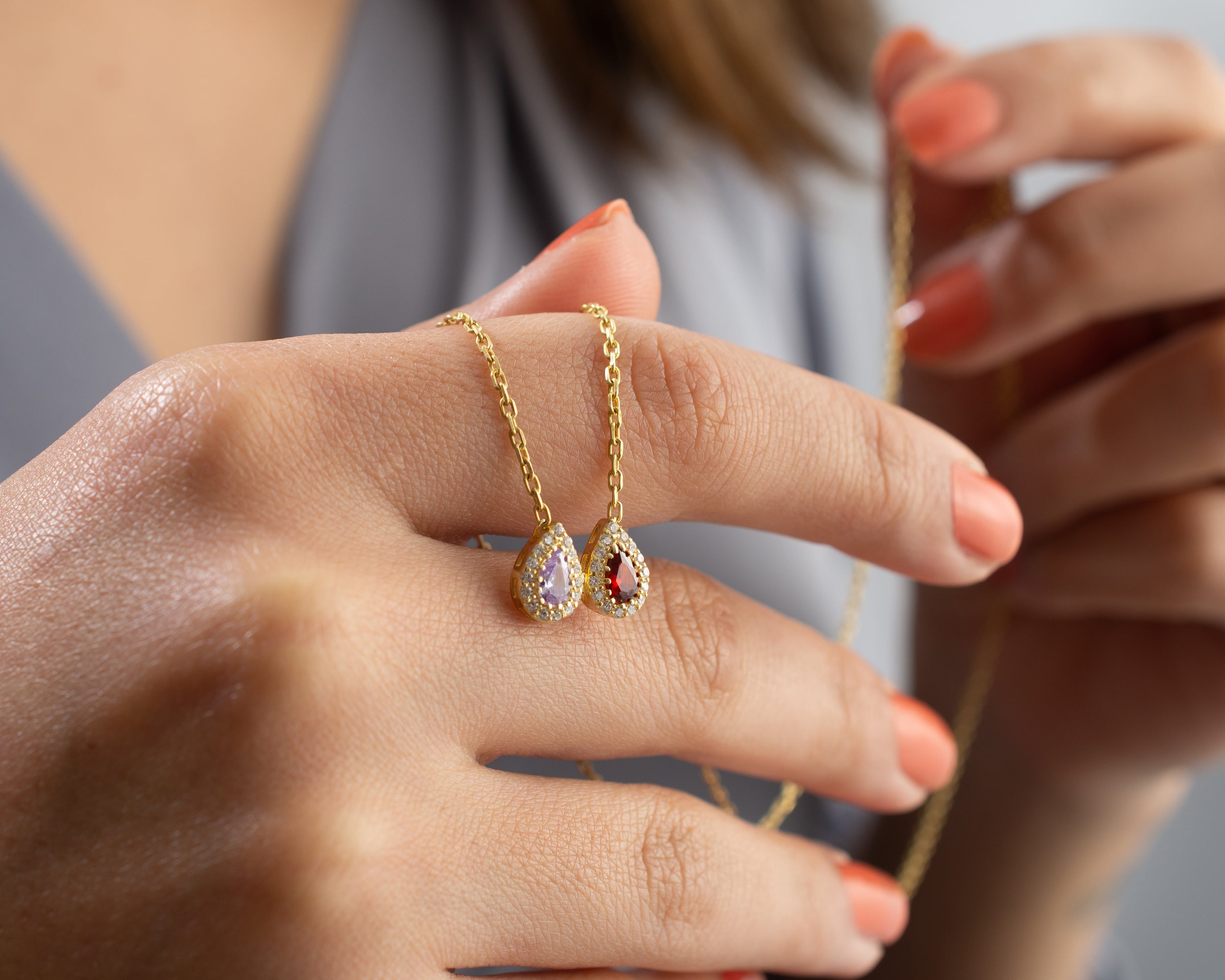 Family Birthstone Curved Bar Necklace