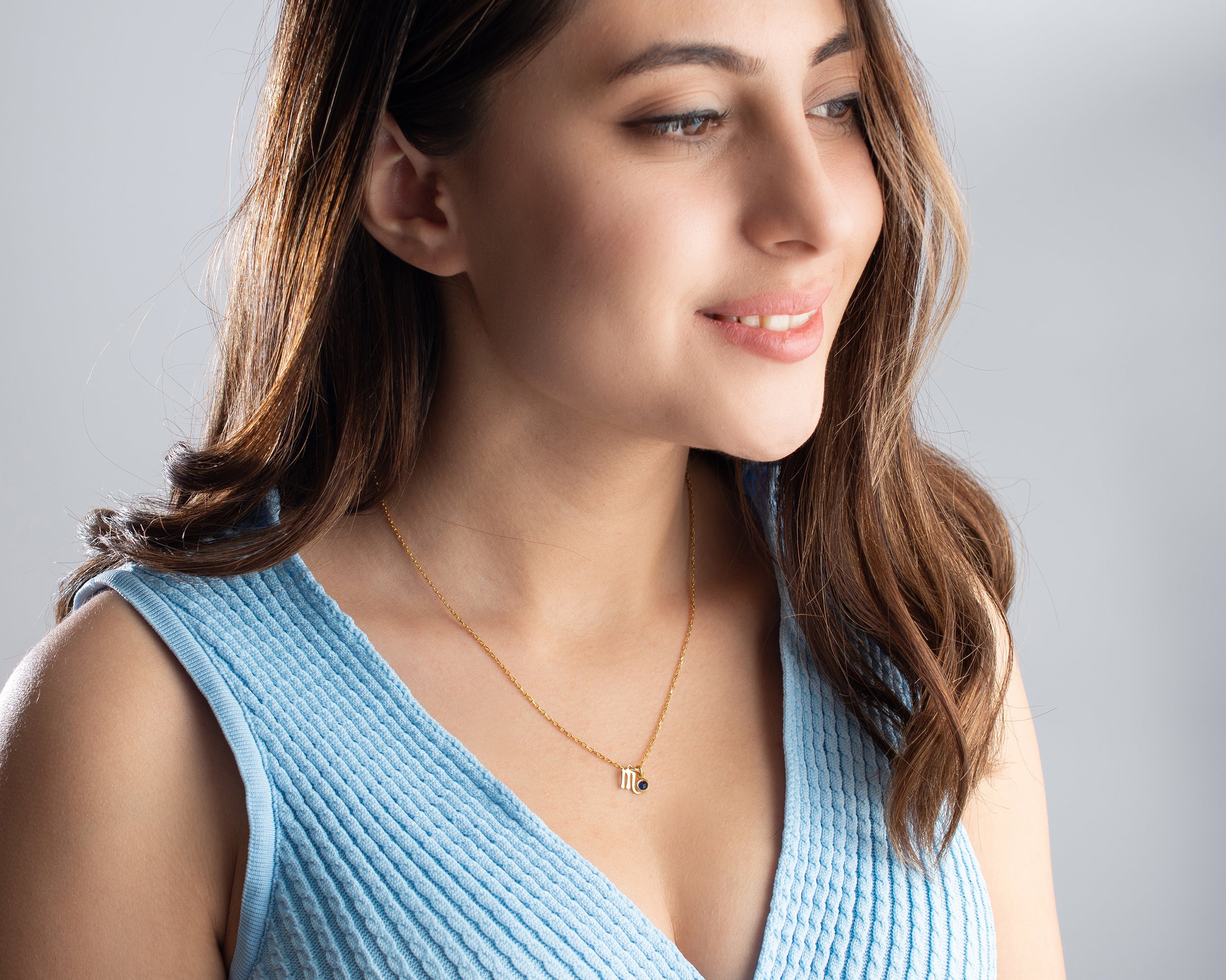 Zodiac Sign and Birthstone Necklace