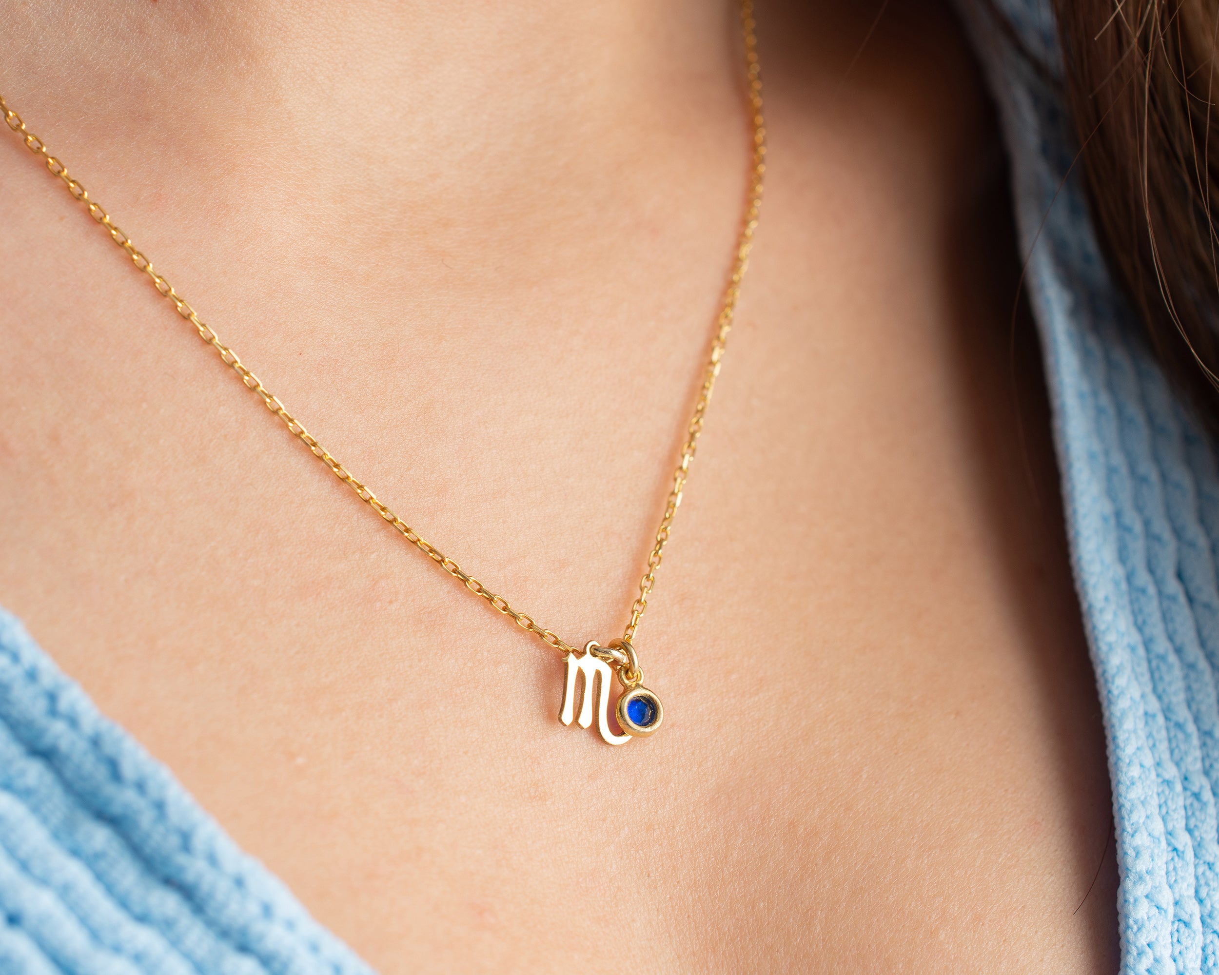 Zodiac Sign and Birthstone Necklace