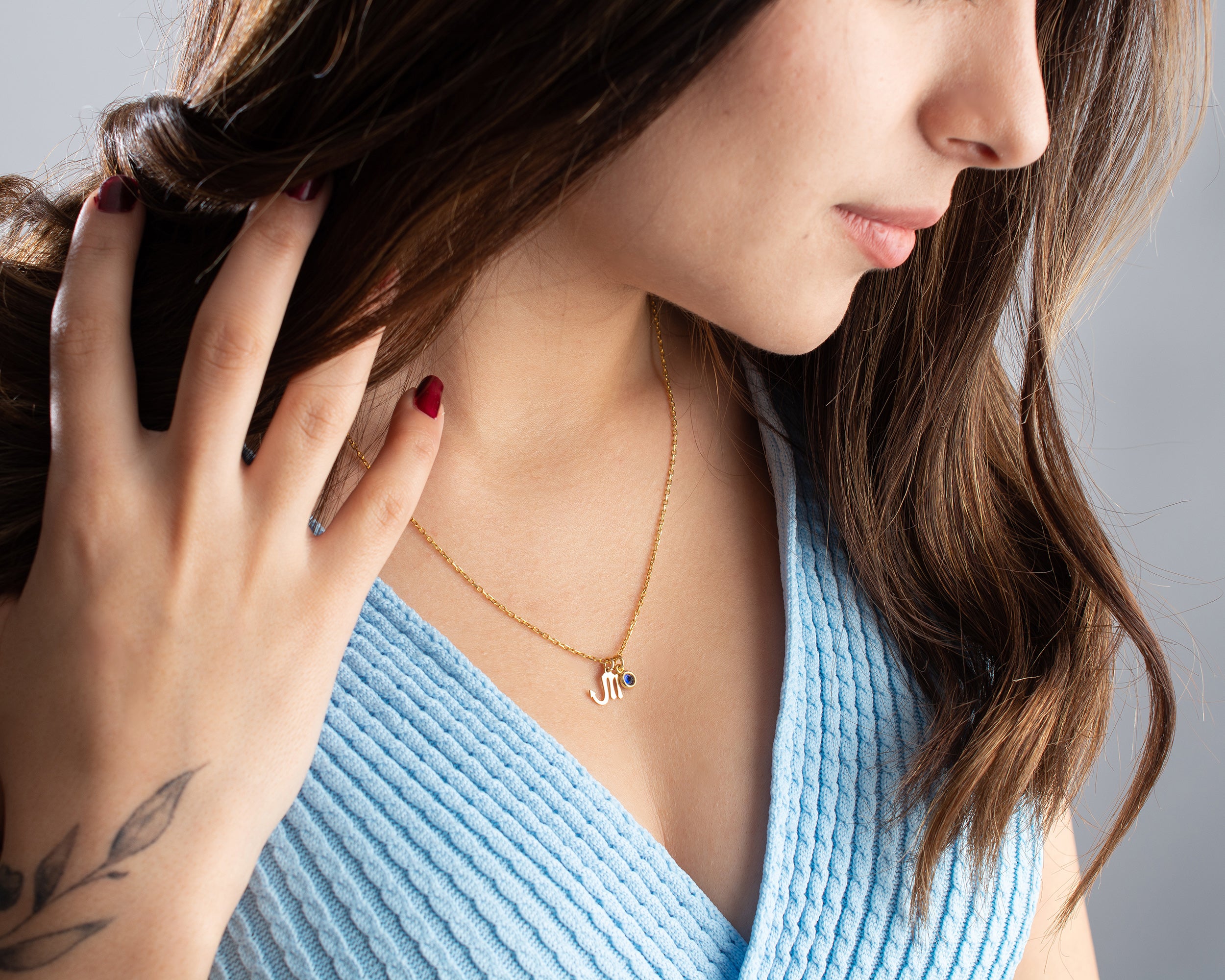 Zodiac Sign and Birthstone Necklace