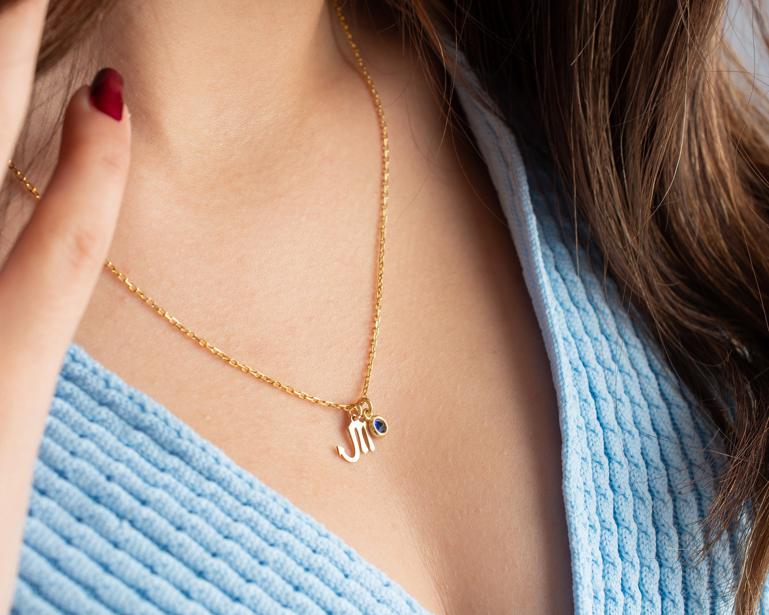 Zodiac Sign and Birthstone Necklace