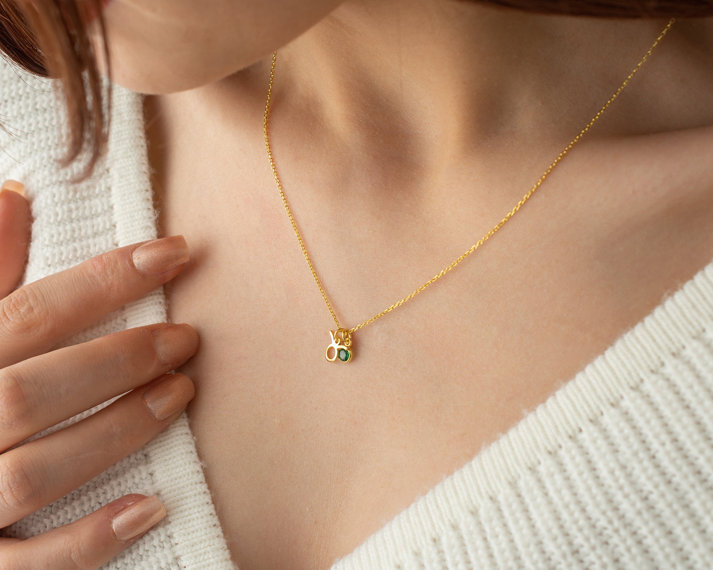 Zodiac Sign and Birthstone Necklace