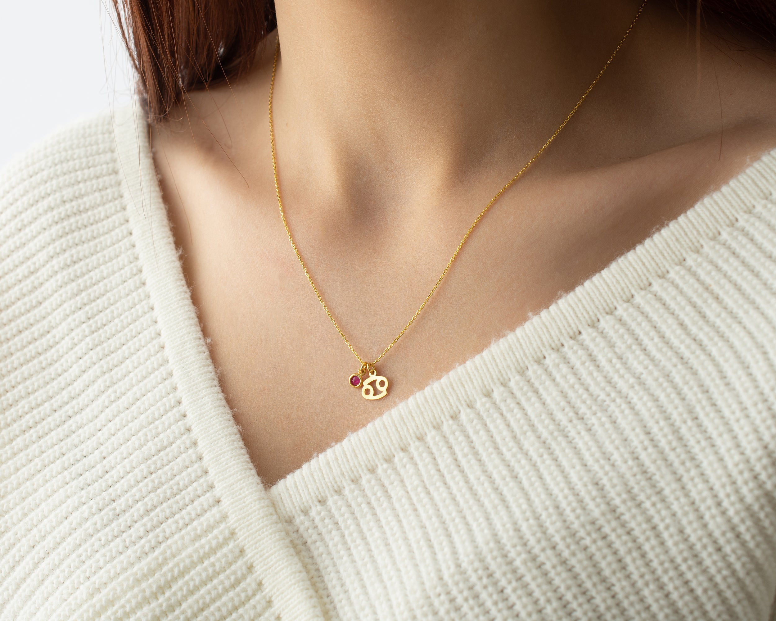Zodiac Sign and Birthstone Necklace