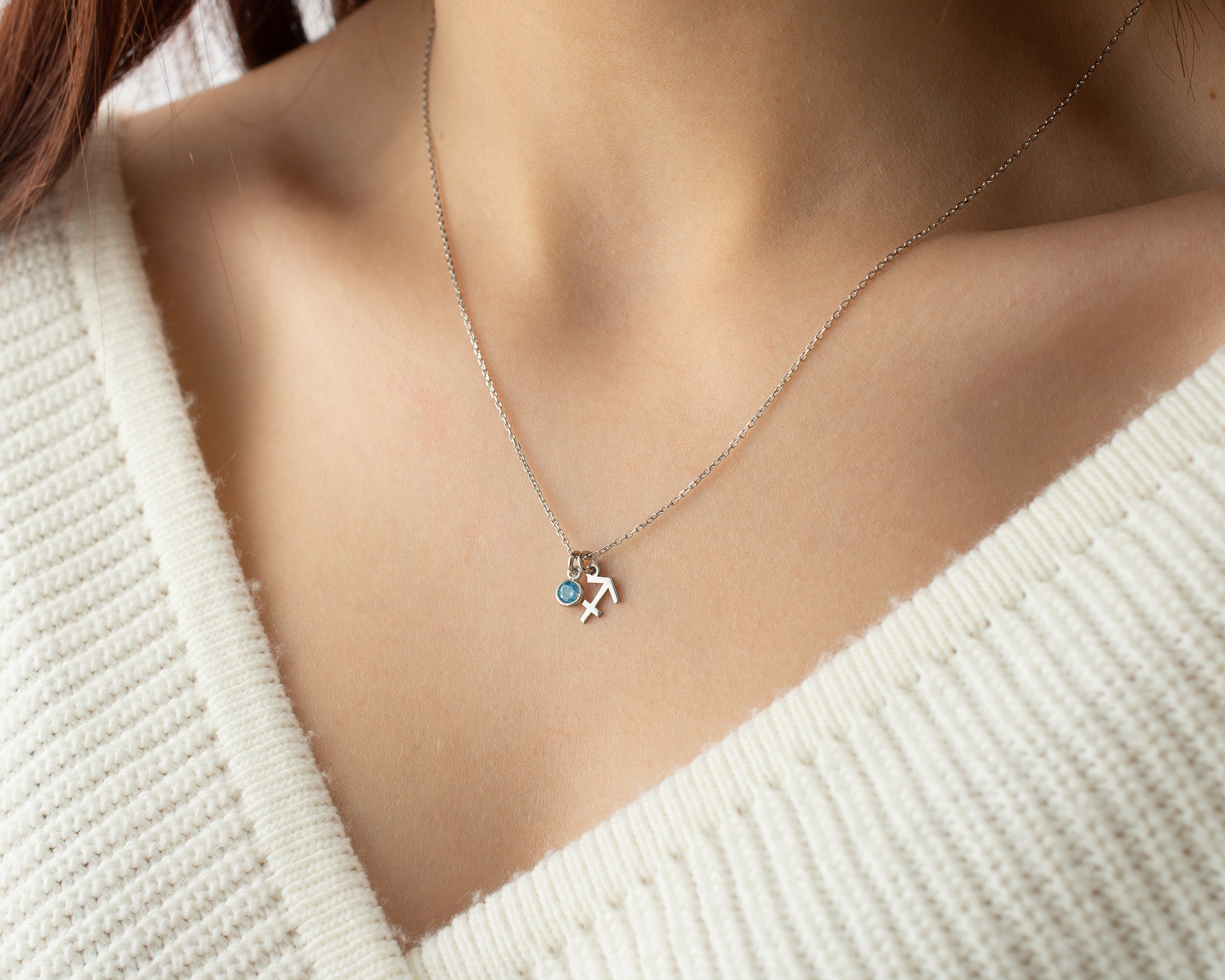 Zodiac Sign and Birthstone Necklace