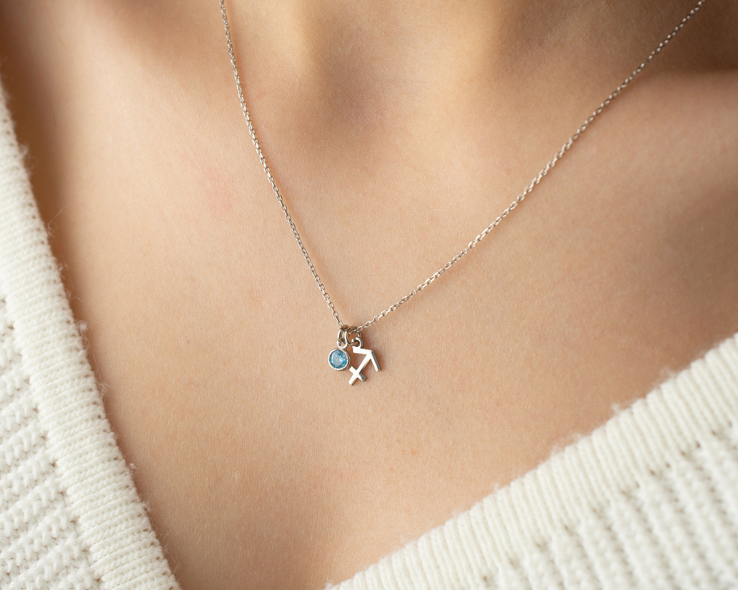 Zodiac Sign and Birthstone Necklace