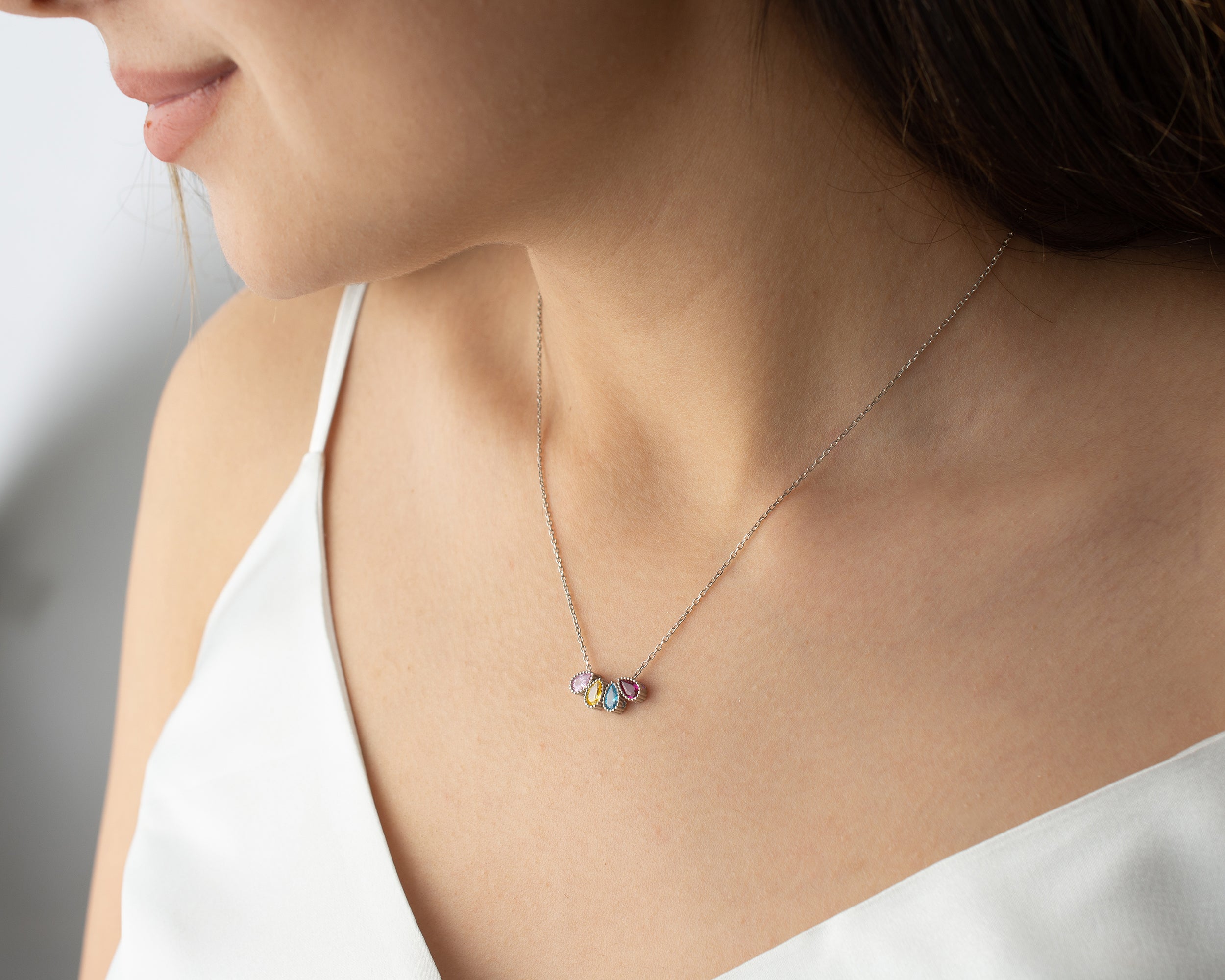 Custom Cluster Birthstone Family Necklace