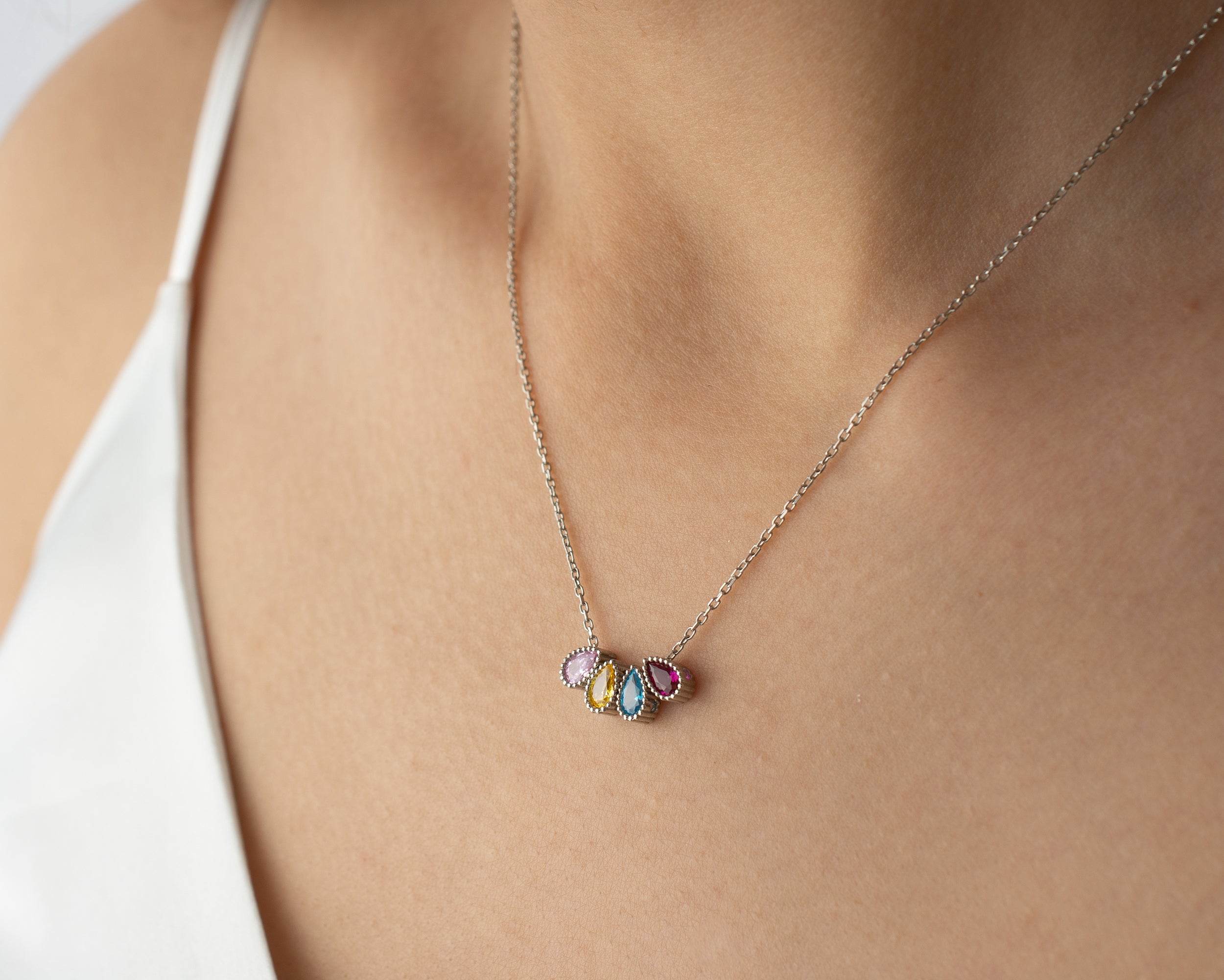 Custom Cluster Birthstone Family Necklace